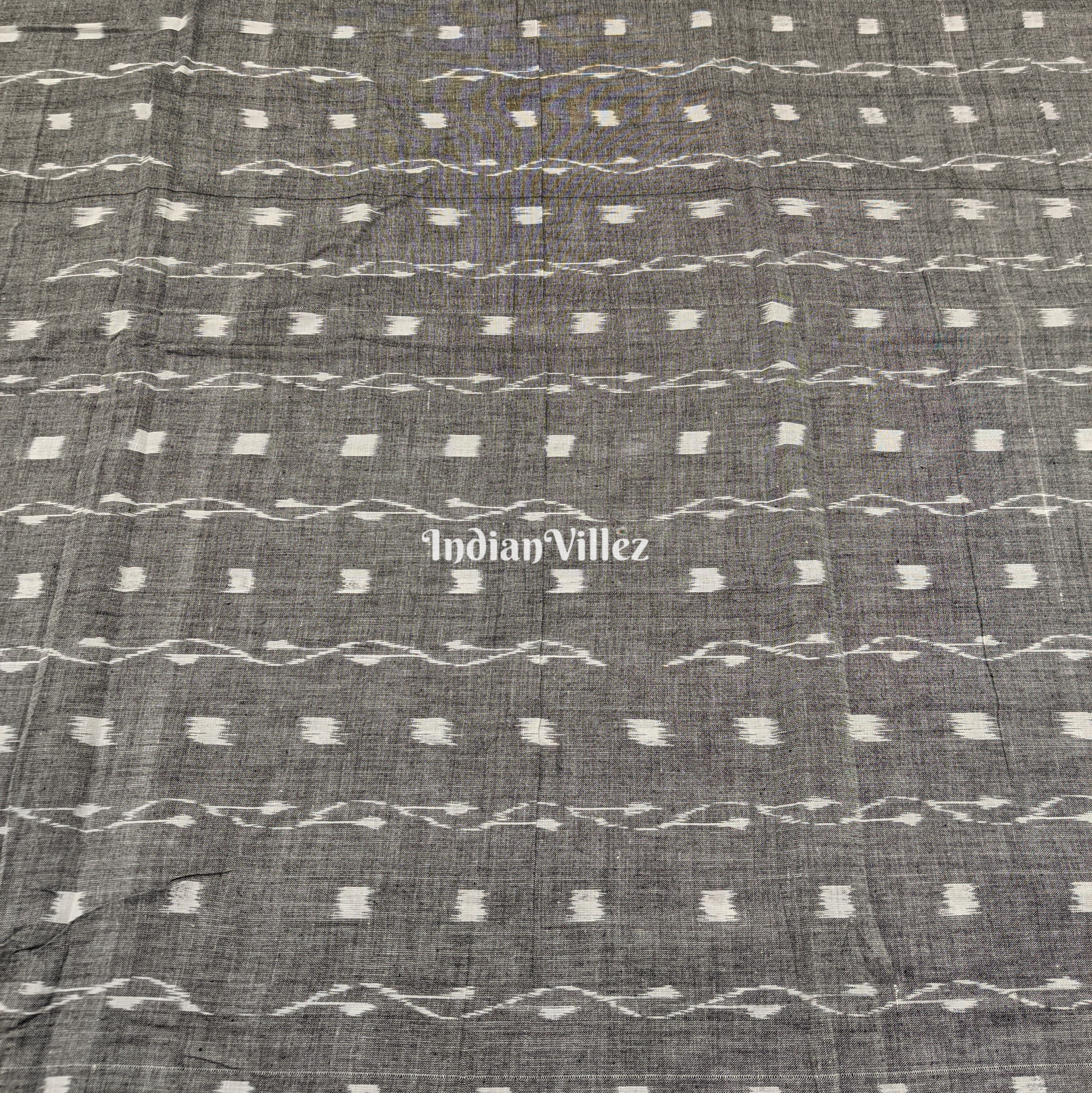IndianVillèz Gray Tipa Design Sambalpuri Ikat Cotton Fabric - view 2