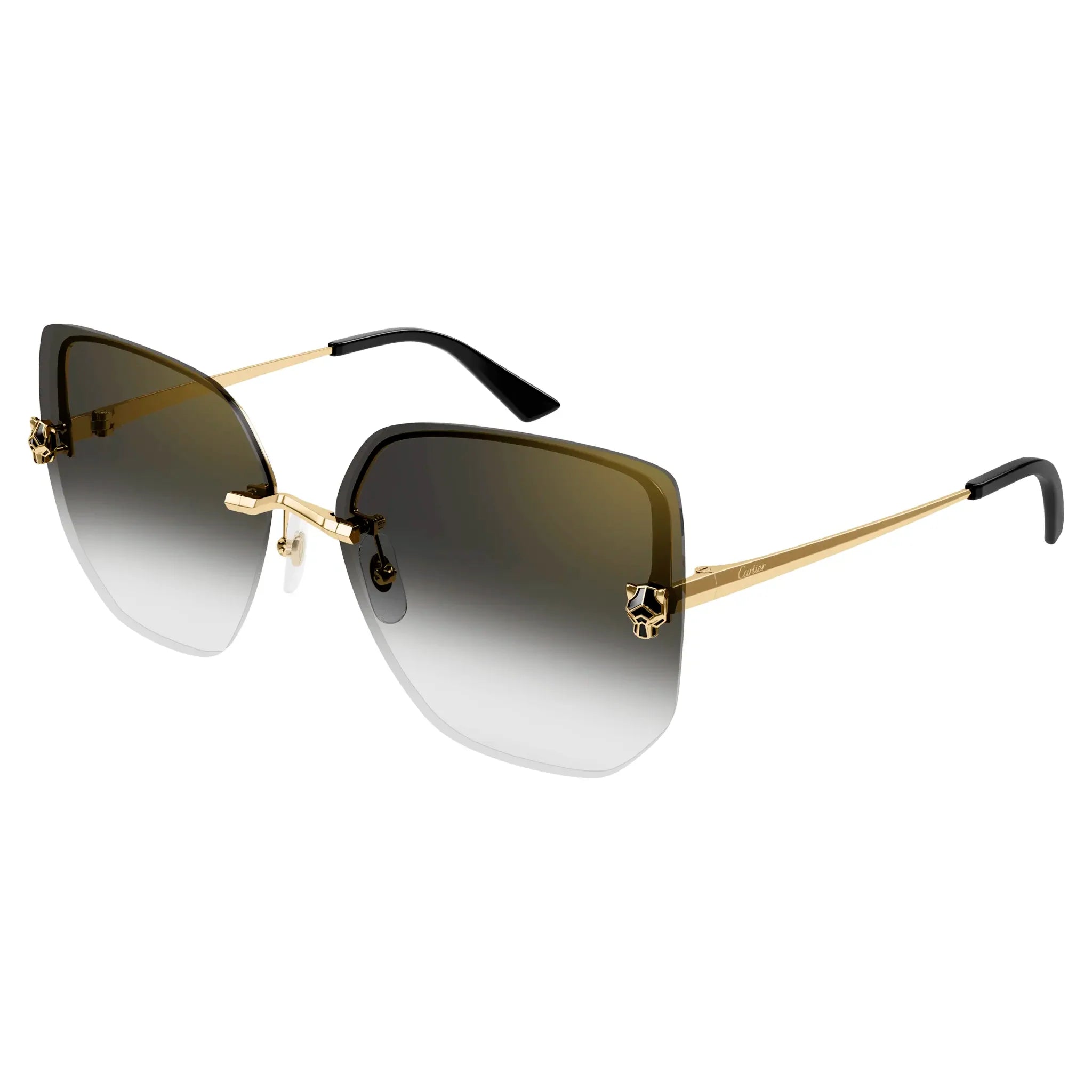Cartier Eyewear CT0432S-001 Panthere De Cartier Gold Grey Rimless Sunglasses - view 3
