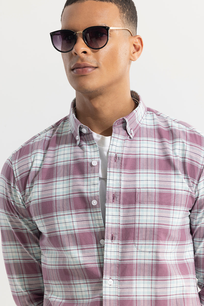SNITCH Tartan Square Mauve Checks Shirt - view 5