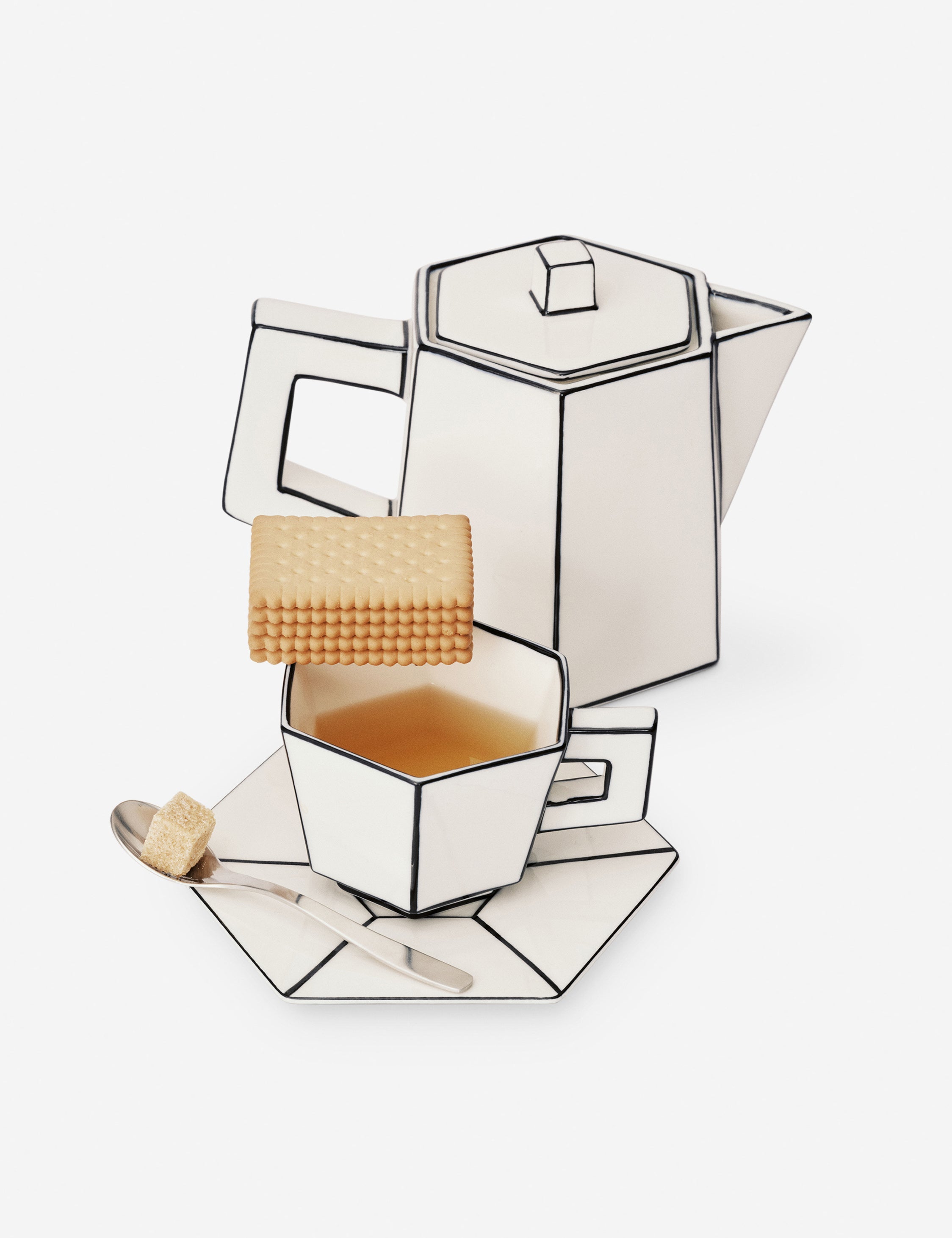 Lulu and Georgia Carte Blanche Cappuccino Cup and Saucer by Annebet Philips x Serax - view 2