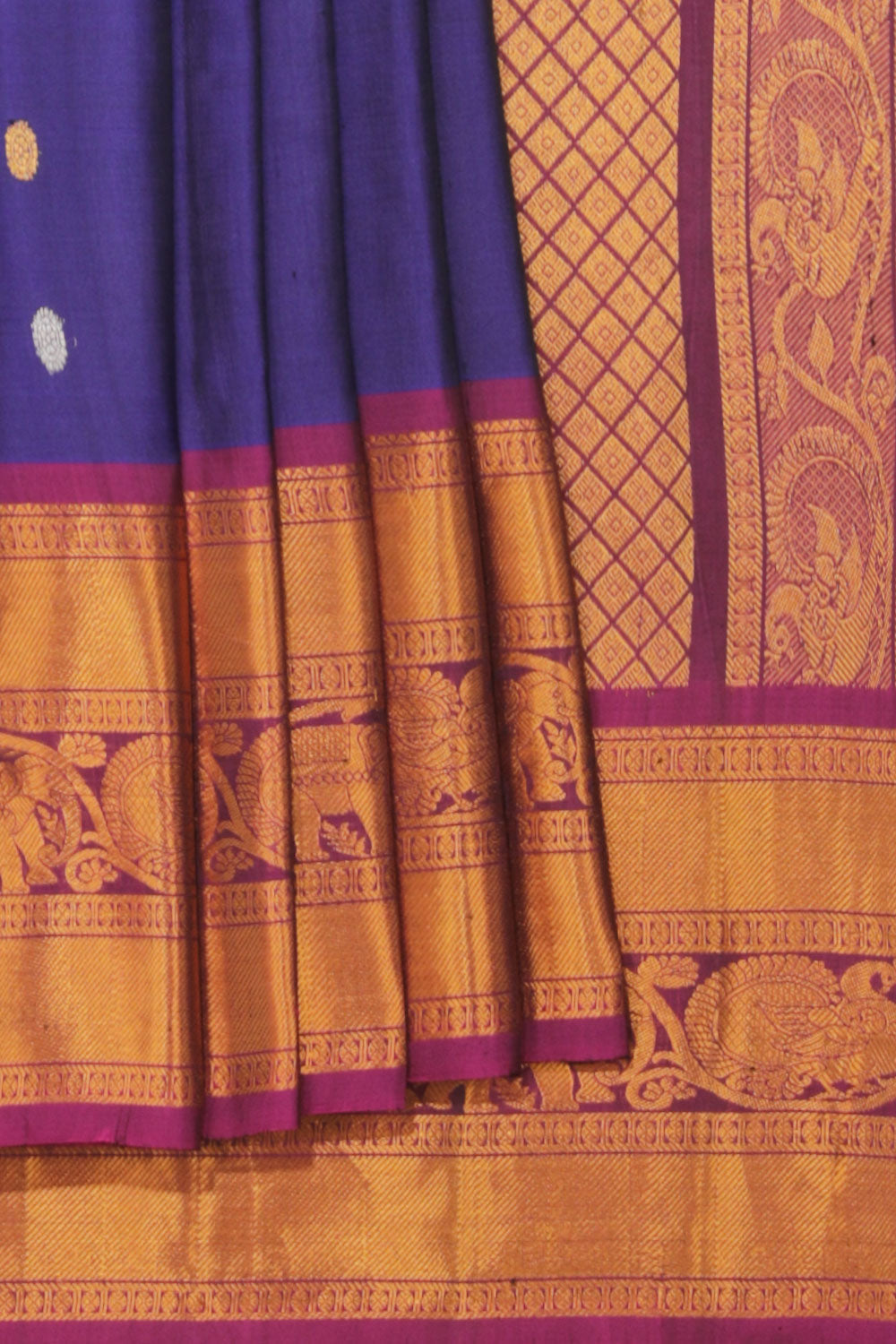 Kalanjali Gadwal Indigo Blue Saree – Women's