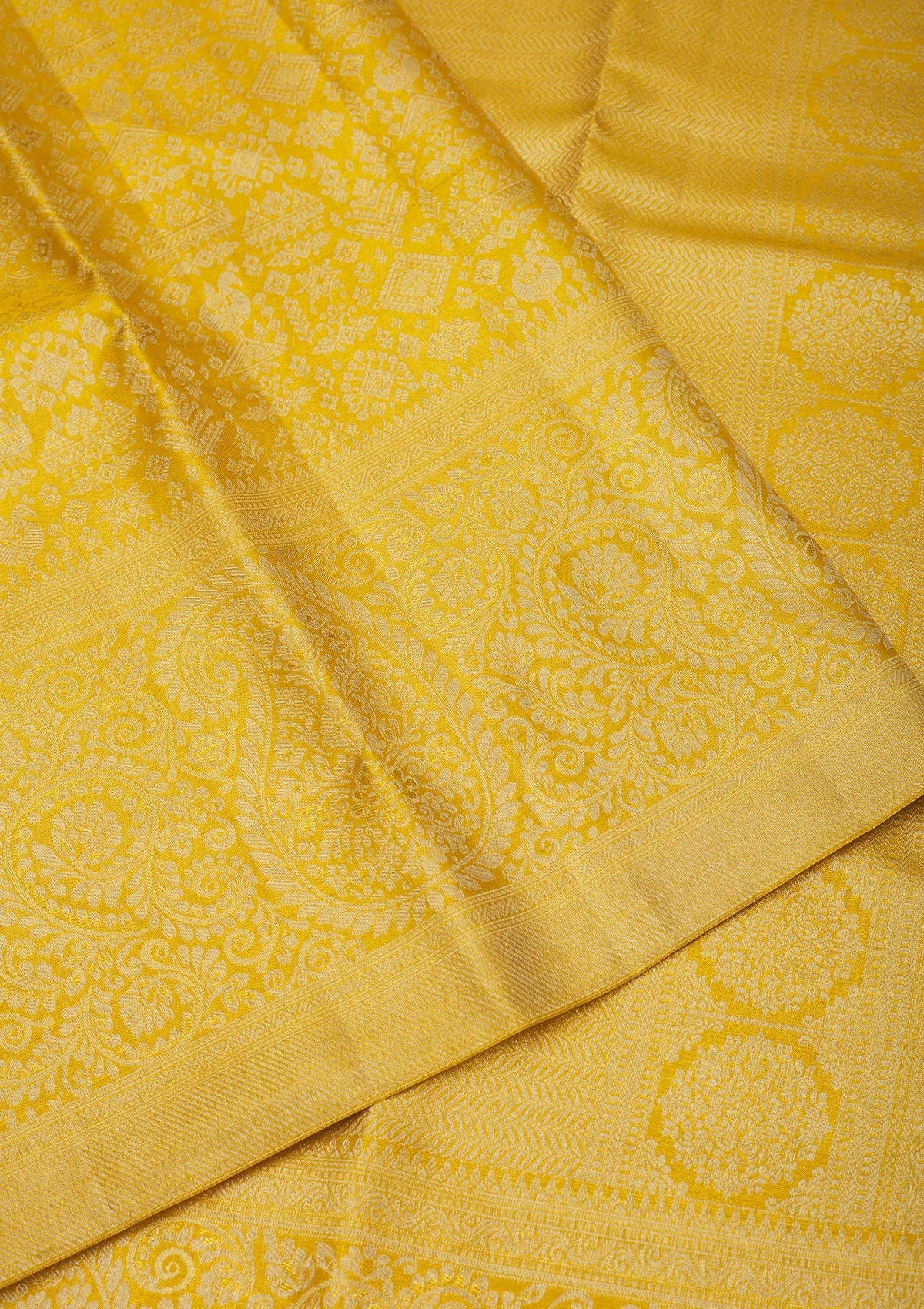 Koskii Lemon Yellow Zariwork Pure Silk Saree – Women's - view 4