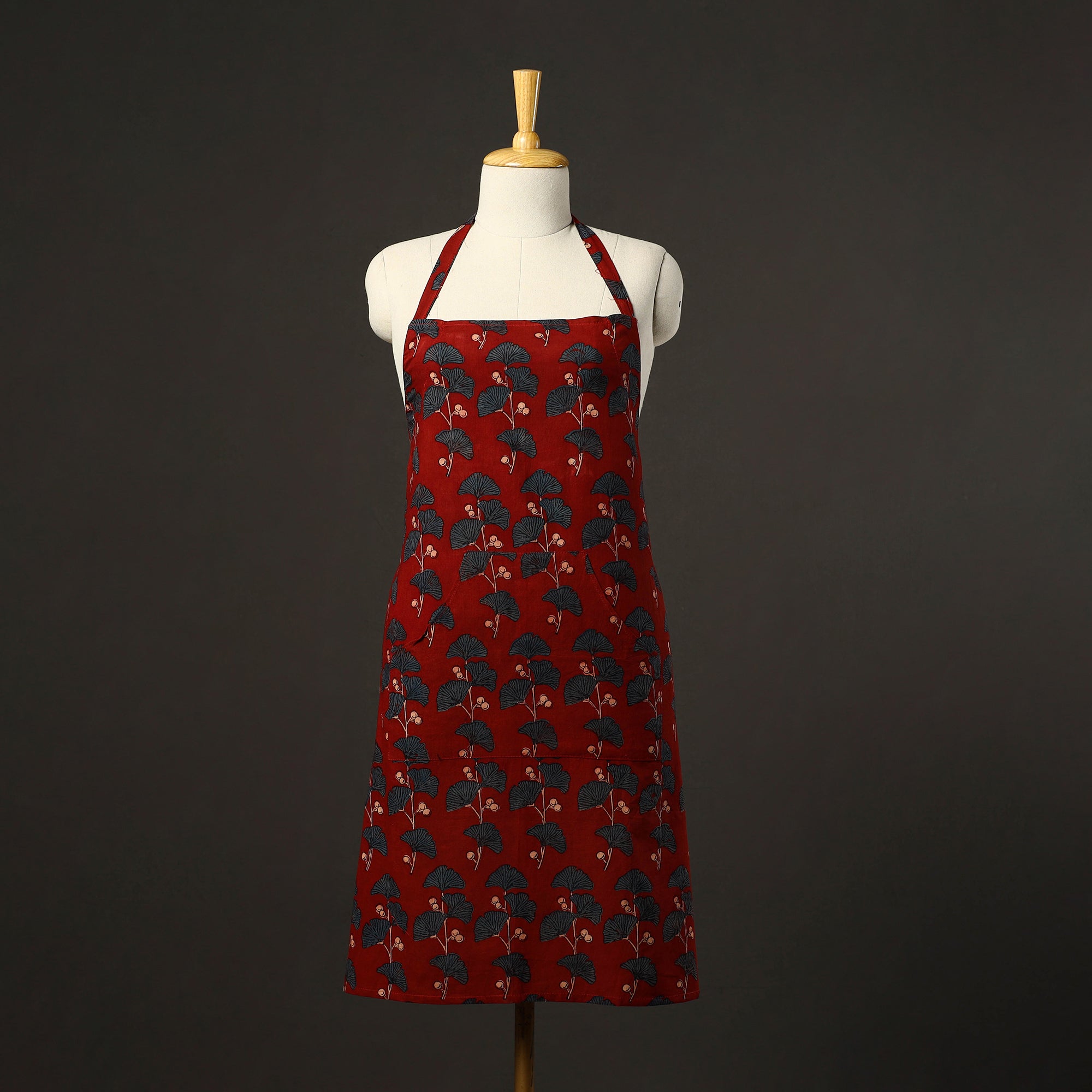 JALPARI Ajrakh Block Print Cotton Apron with Pocket 45