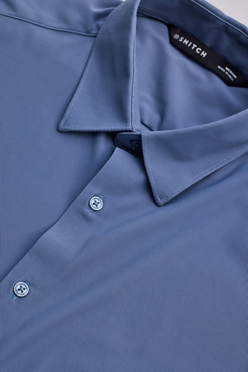 SNITCH Blue Stretchable Slim Fit Shirt - view 2