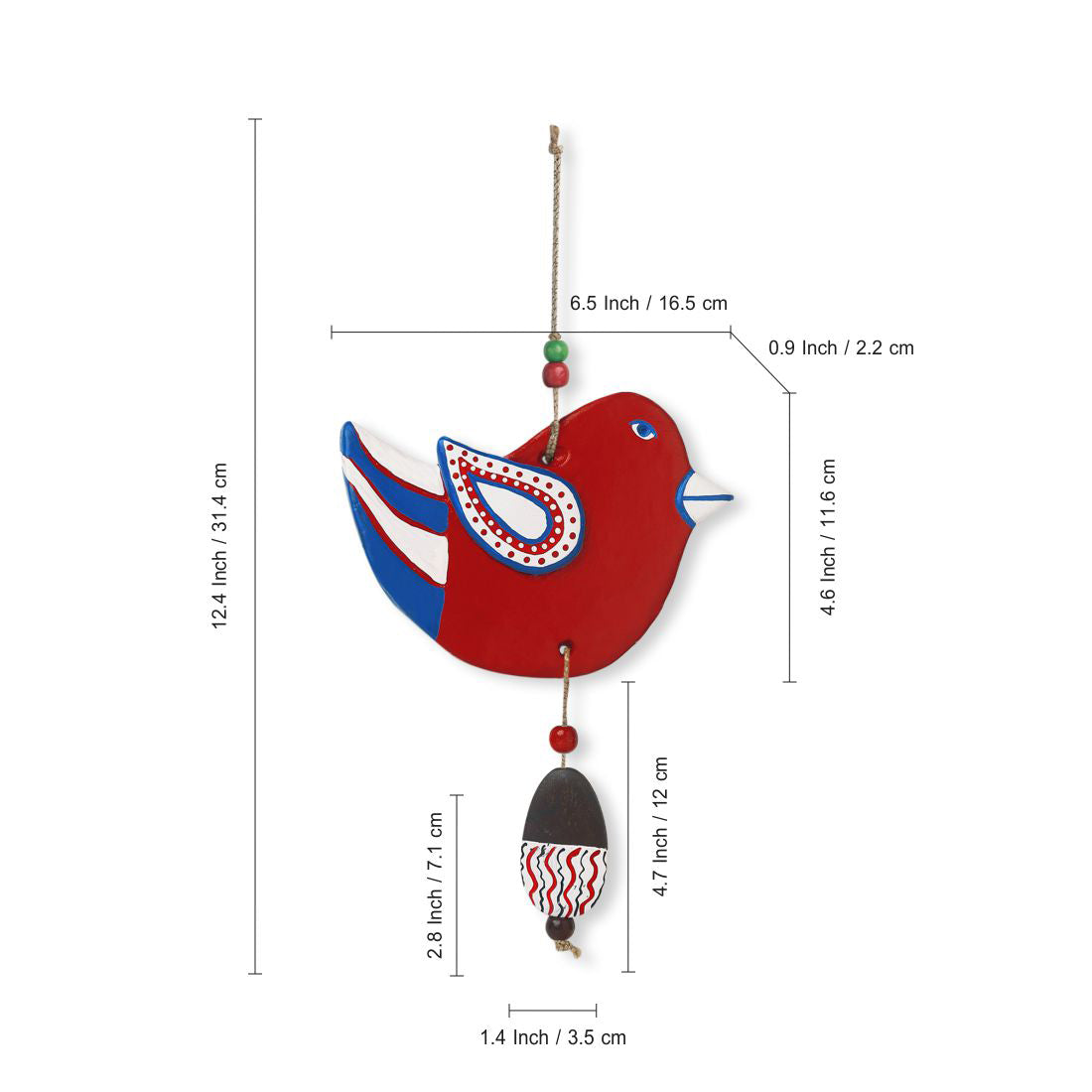 EXCLUSIVELANE 'Feathered Sparrows' Handmade & Handpainted Terracotta Decorative Wall Hangings (Set of 2) - view 6