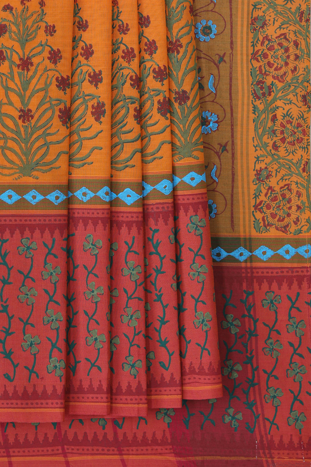 Kalanjali Ethnics Hand block printed cotton saree - view 2