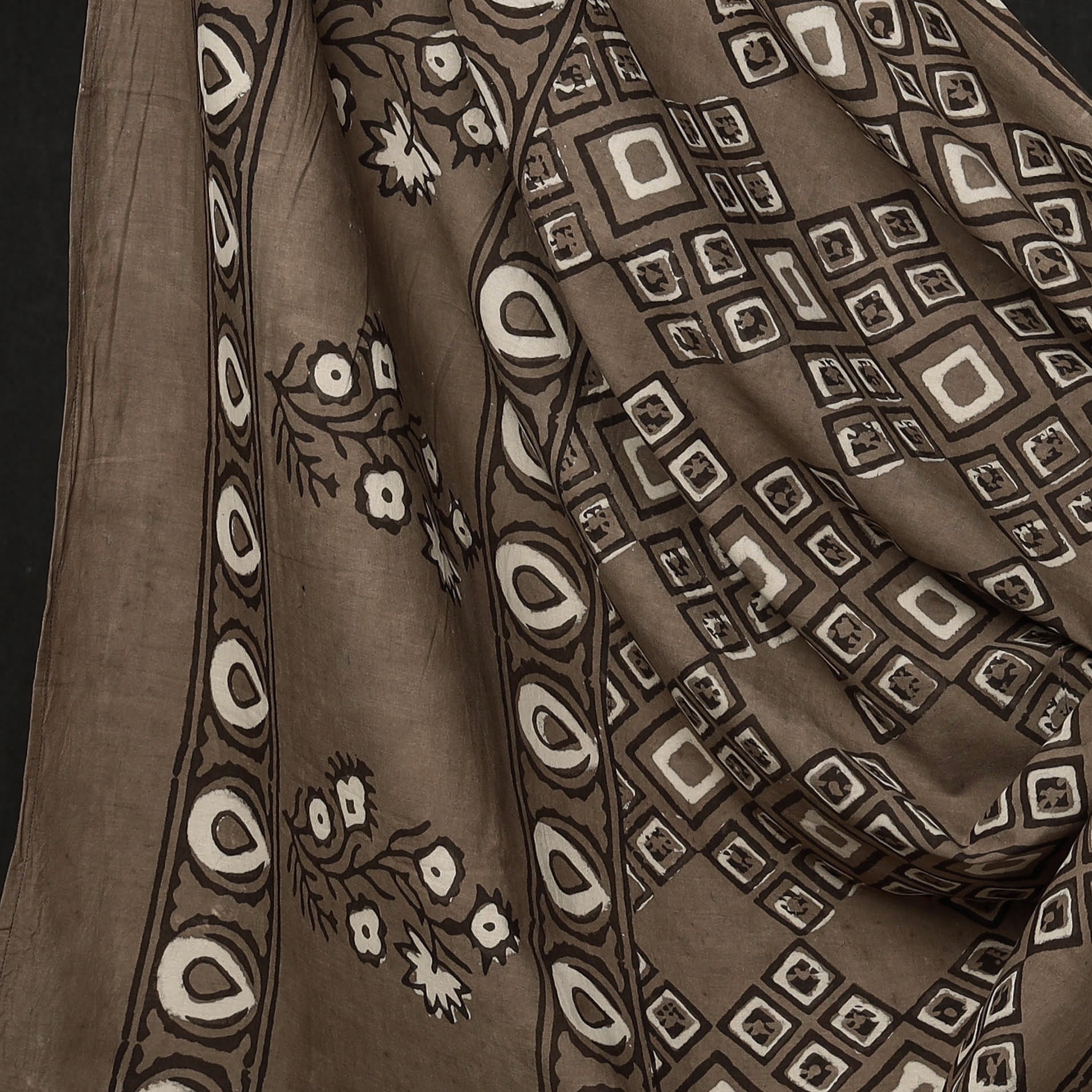 HAVELI CHRONICLES Brown - 3pc Cotton Block Printed Pipad Dress Material Set - view 4
