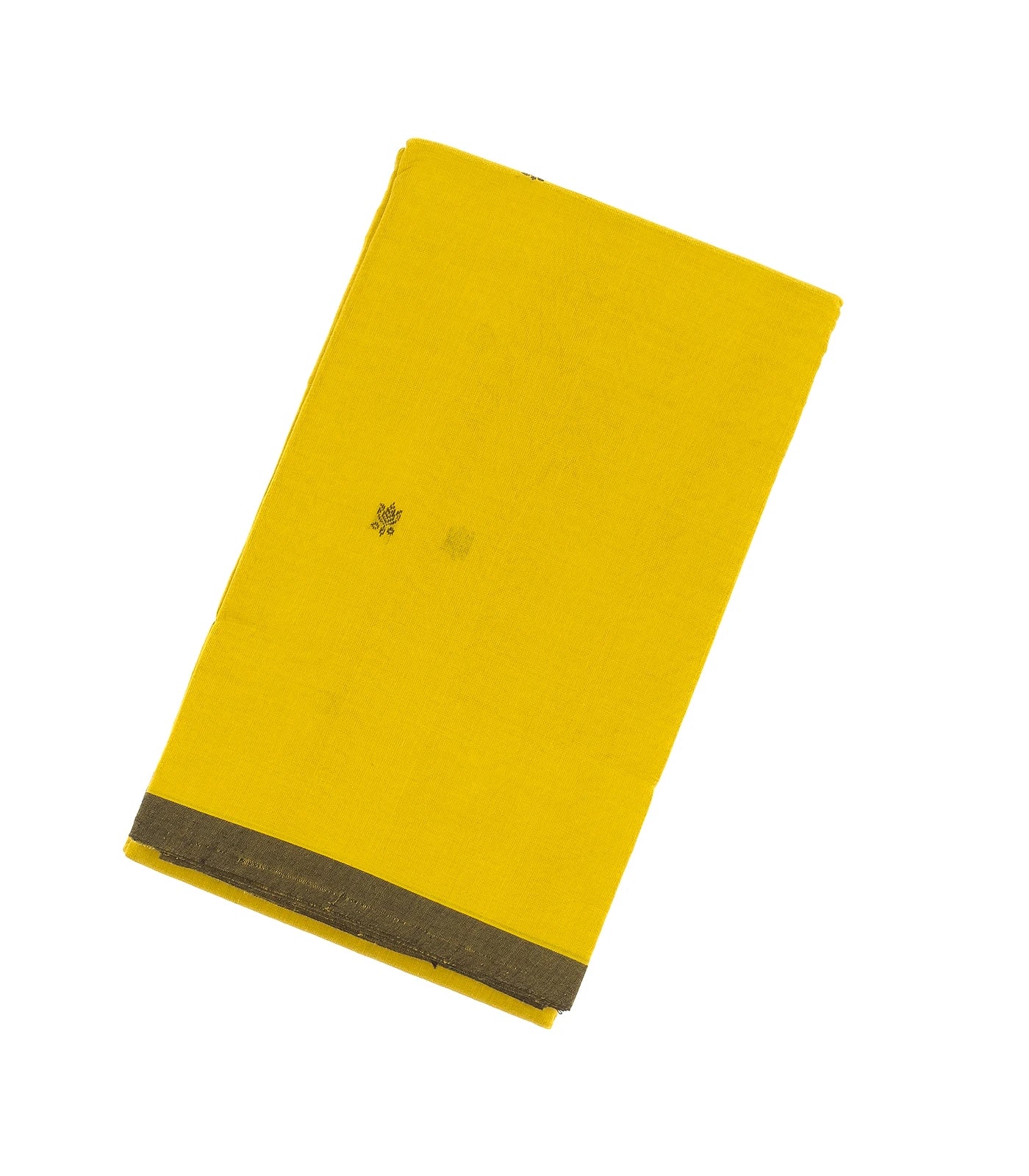 RmKV Lemon Yellow Handloom Kanchi Cotton Saree With Lotus Buttas