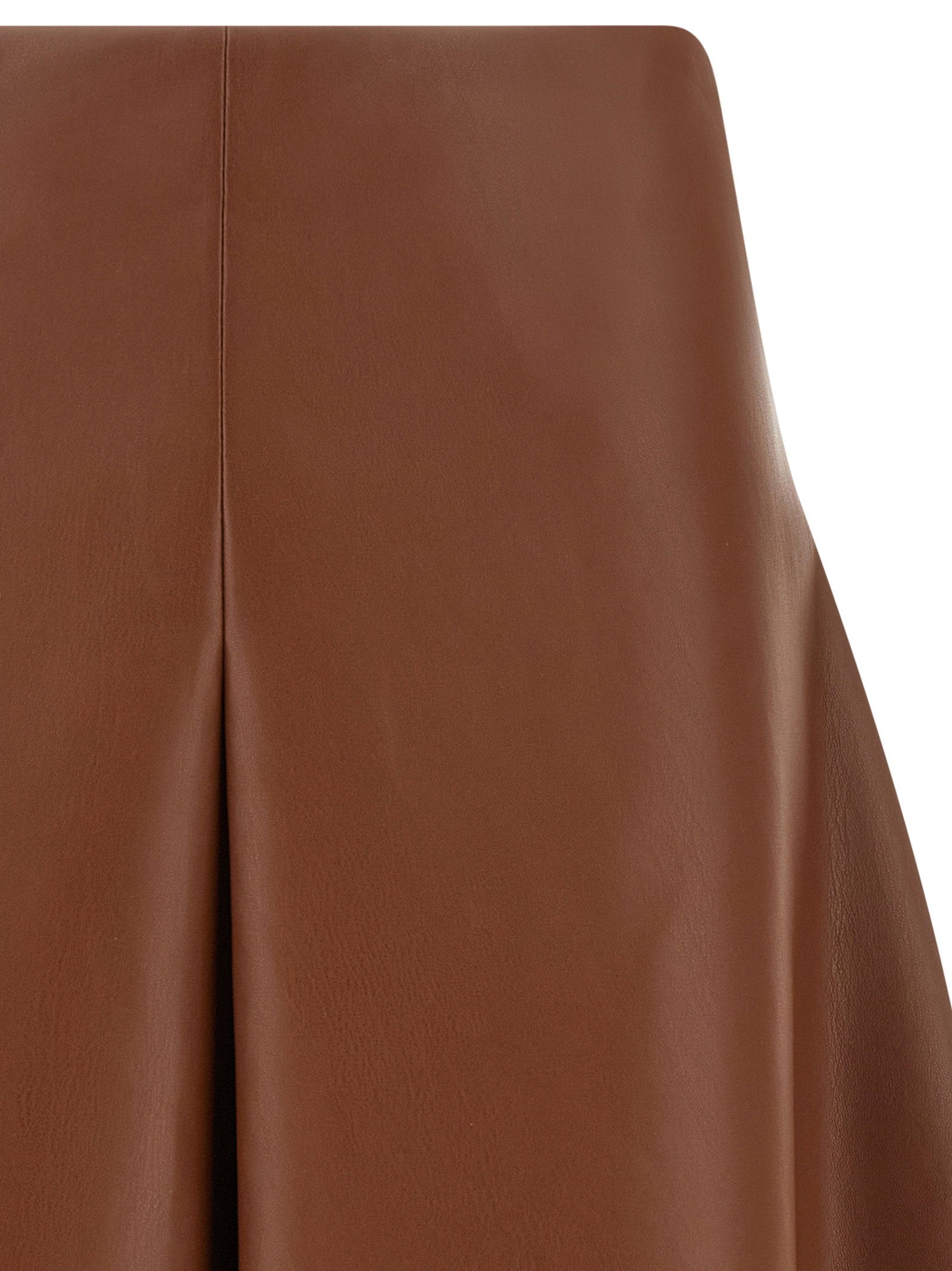 Nude Eco-leather Full Skirt - view 3