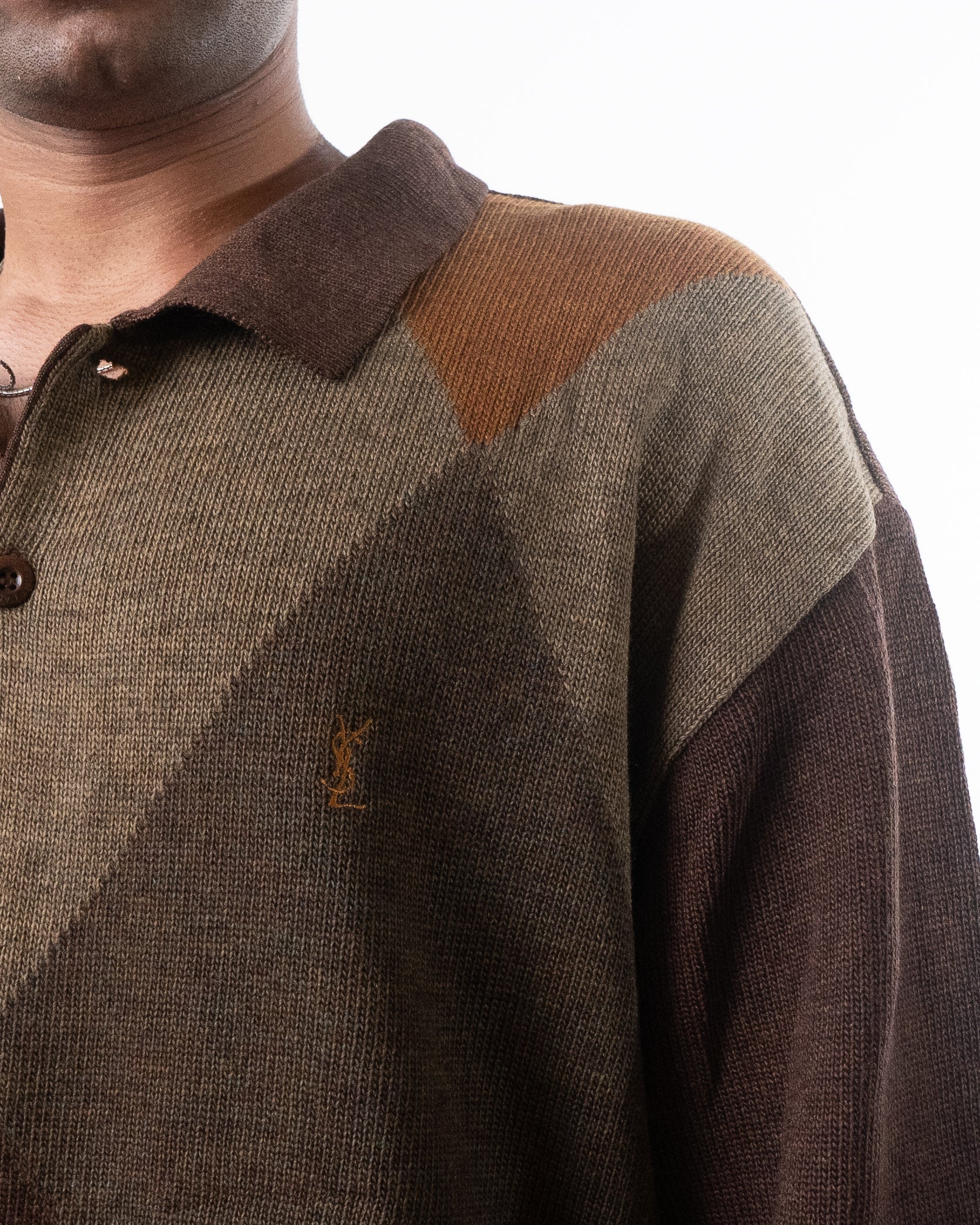 YSL Vintage Yves Saint Laurent Multicolor Polo Sweater - view 2
