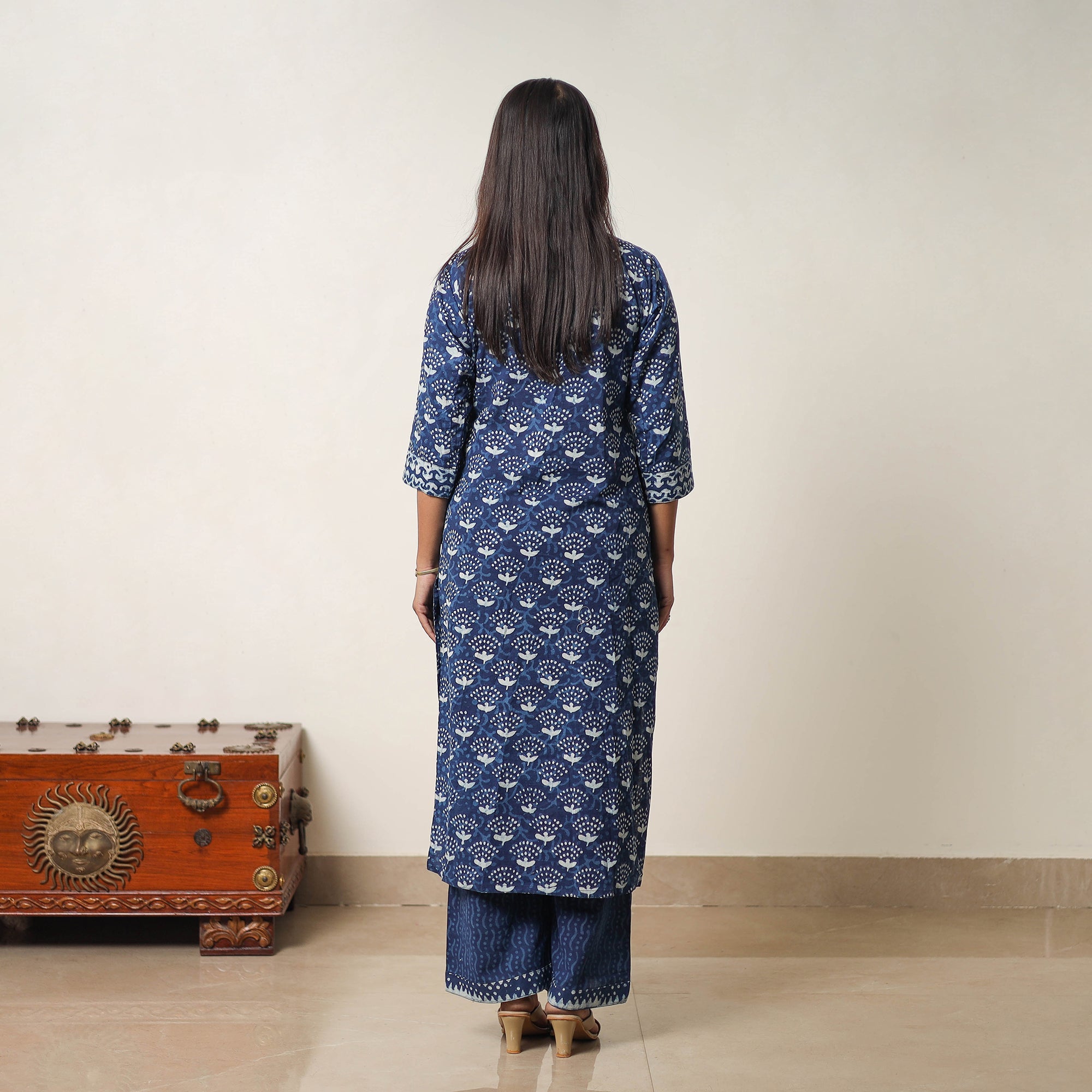ITOKRI CASUALS Blue - Hand Block Print Indigo Bagru Cotton Suit Set 07 - view 4