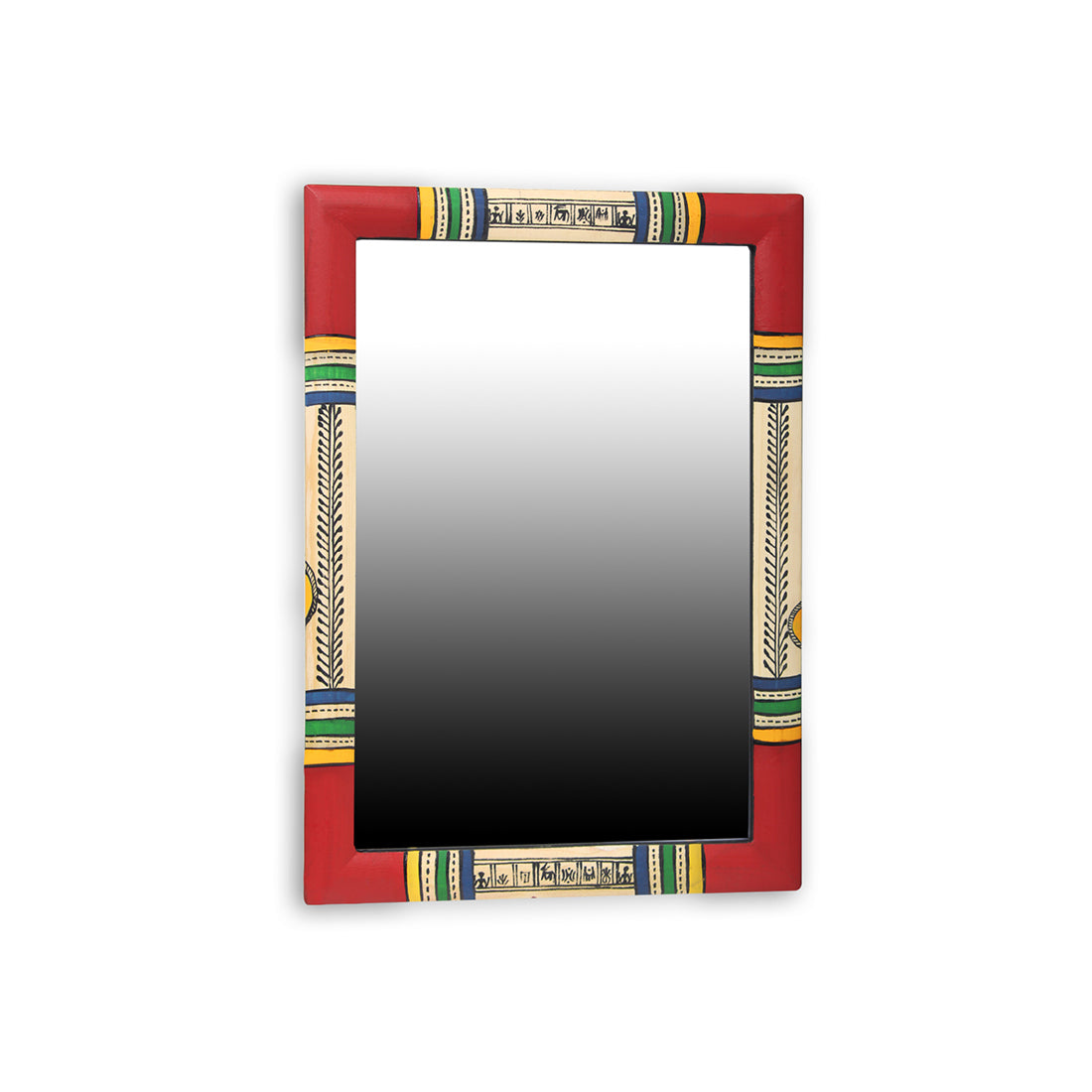 EXCLUSIVELANE Warli Handpainted Wall Mirror In Pine Wood (10 Inch) - view 2