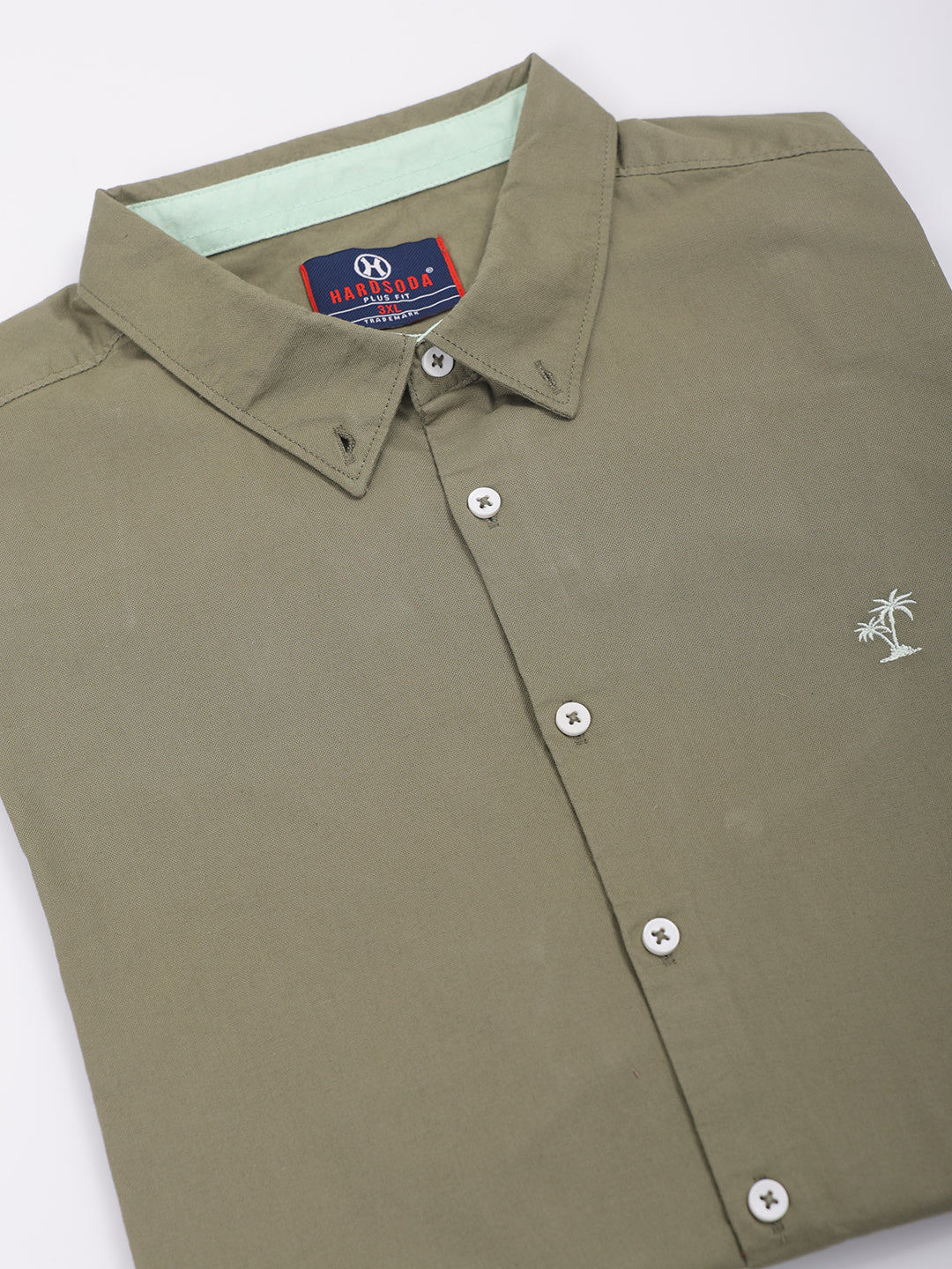 HARDSODA Men's Plus Size Green Regular Fit Solid Casual Shirt - view 7