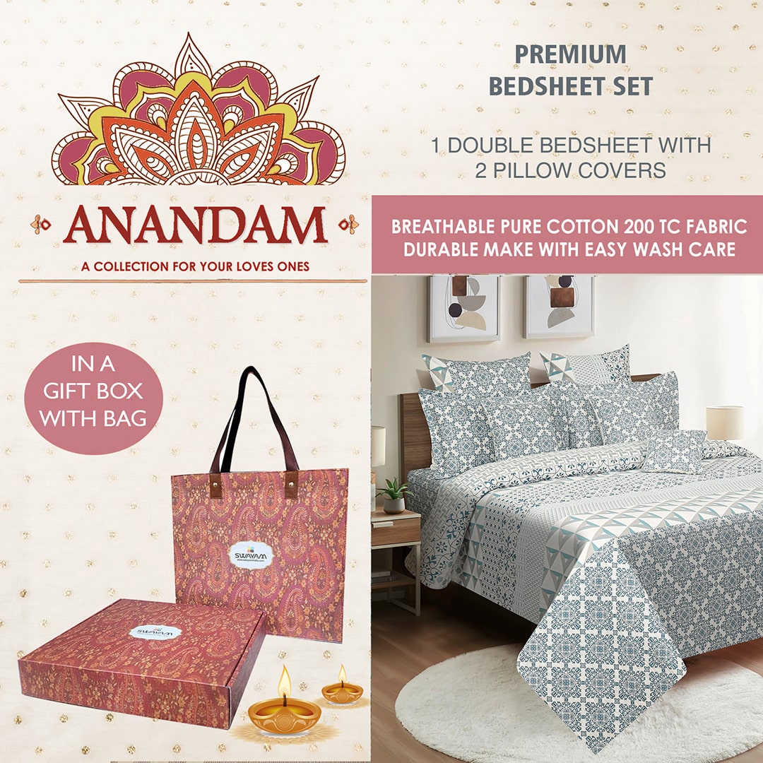 Swayam India Anandam Double Bedsheet with 2 Pillow Covers - 14113