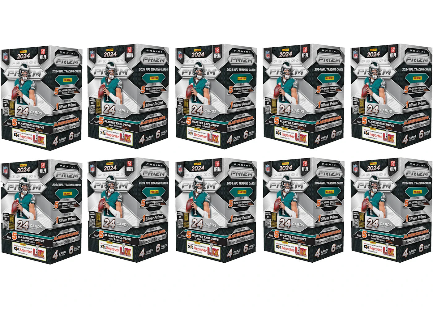 2024 Panini Prizm Football Blaster Box 10x Lot (Lazer Prizm)