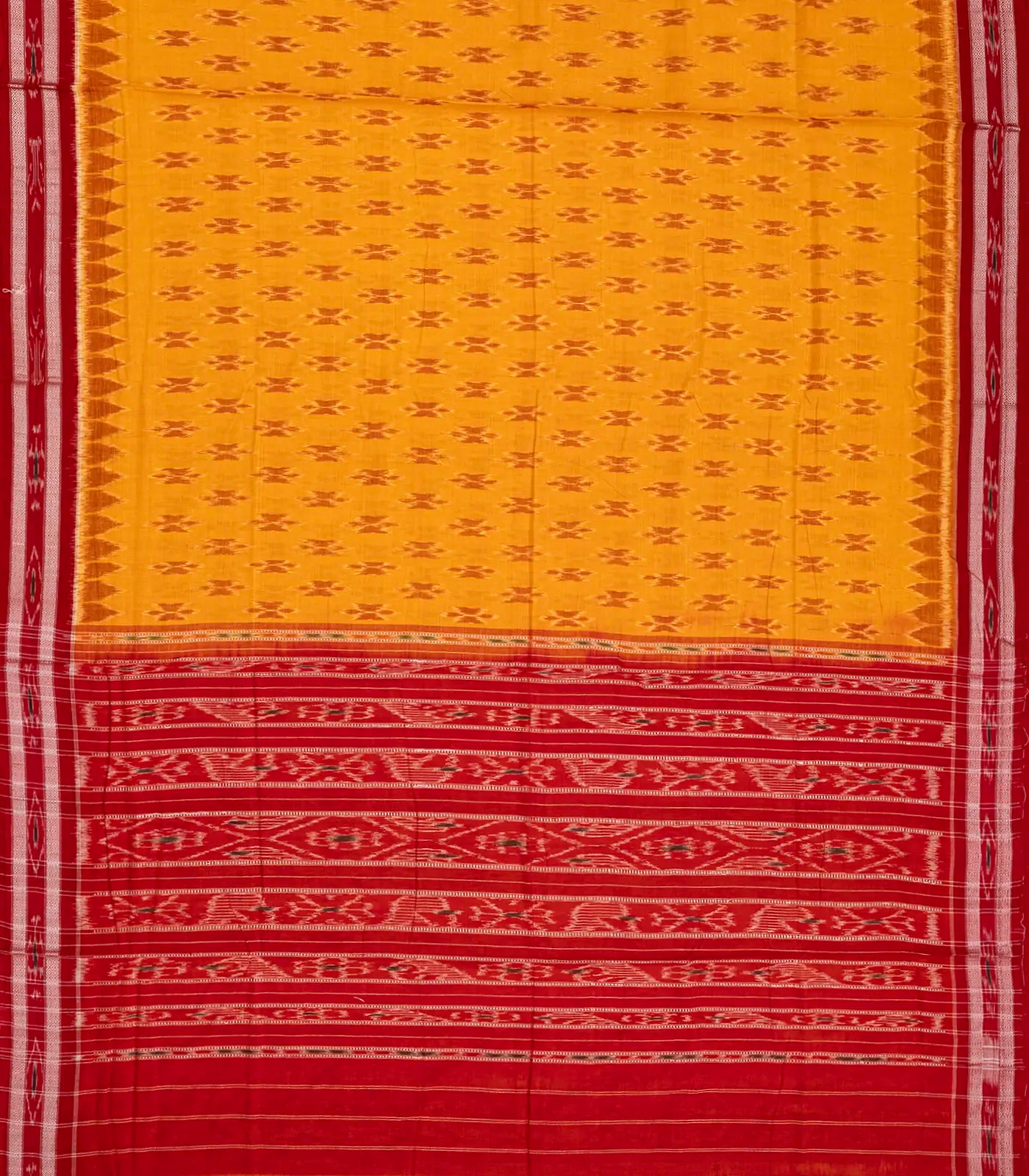 RmKV Turmeric Yellow Orissa Cotton Saree With Tie & Dye Floral Motifs - view 2