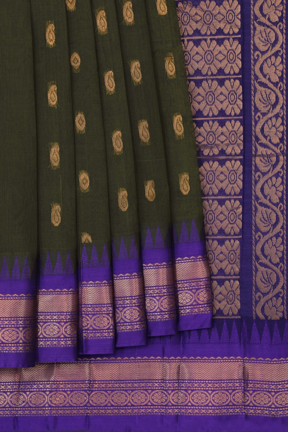 Kalanjali Gadwal Cotton Green Saree – Women's