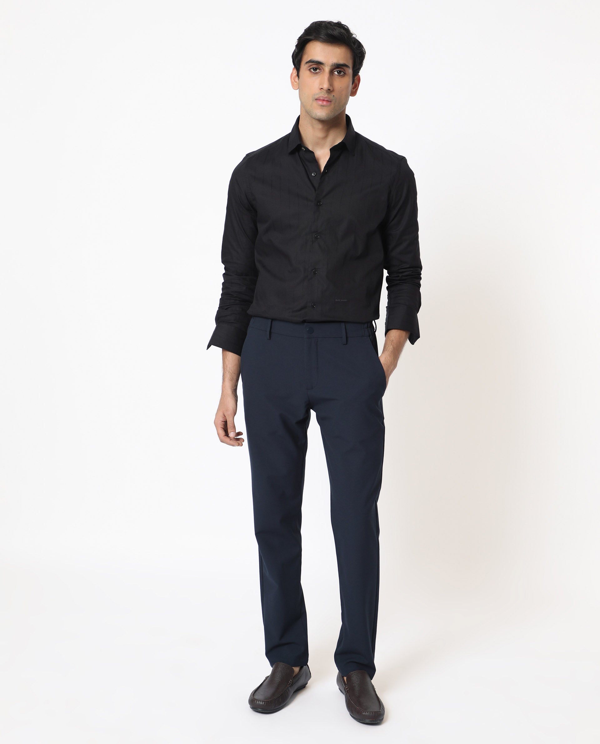 Rare Rabbit Men's Gazan Black Shirt Cotton Fabric Full Sleeves Slim Fit - view 2