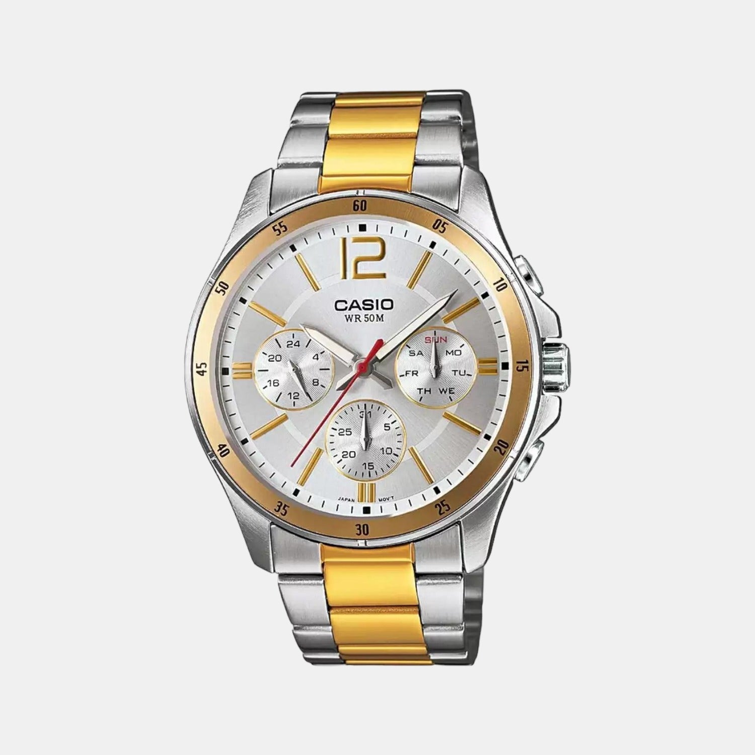 Casio Enticer Men Quartz Silver Dial Chronograph Stainless Steel Watch A1653