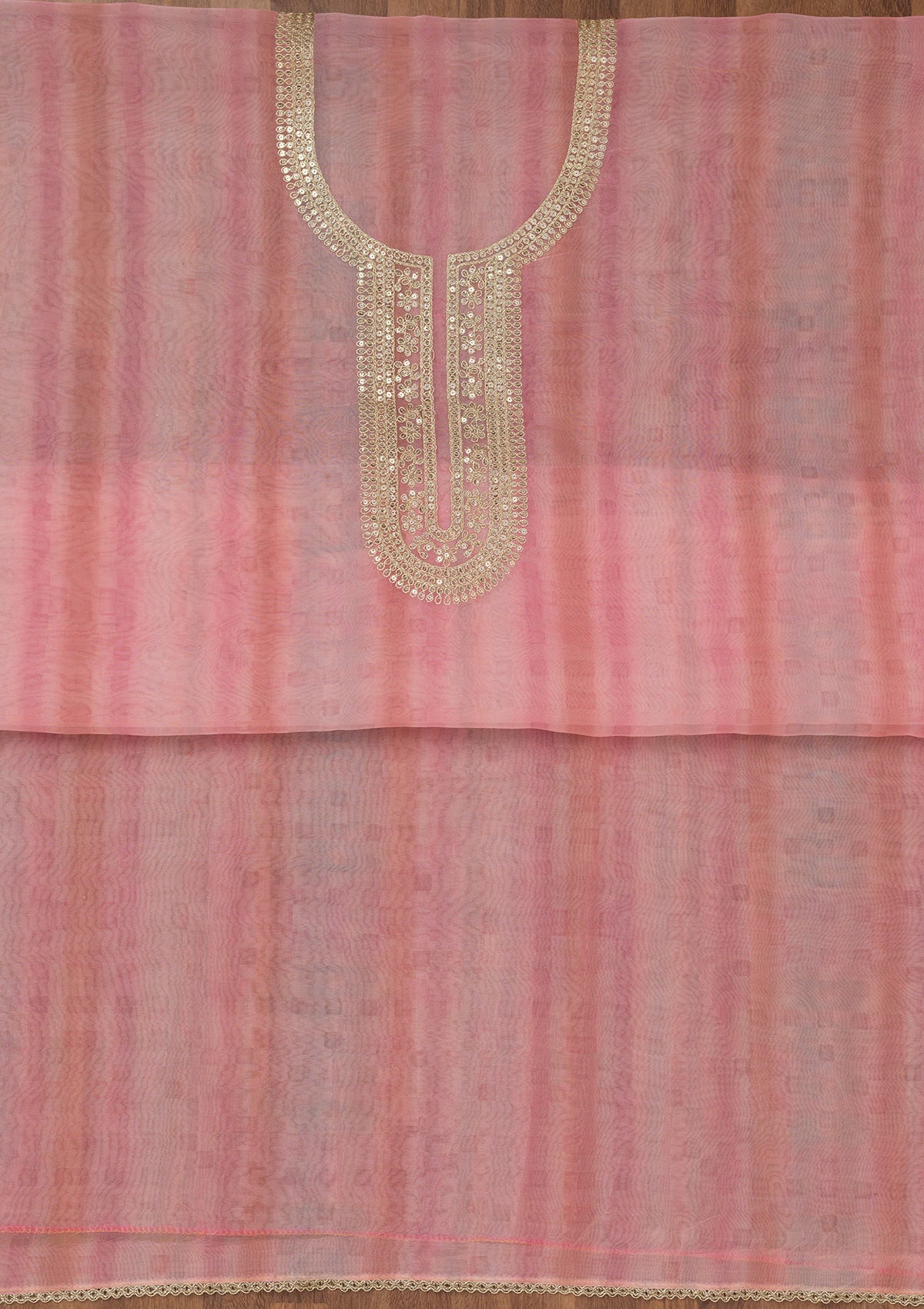 Koskii Pink Zariwork Semi Crepe Unstitched Salwar Suit - view 4
