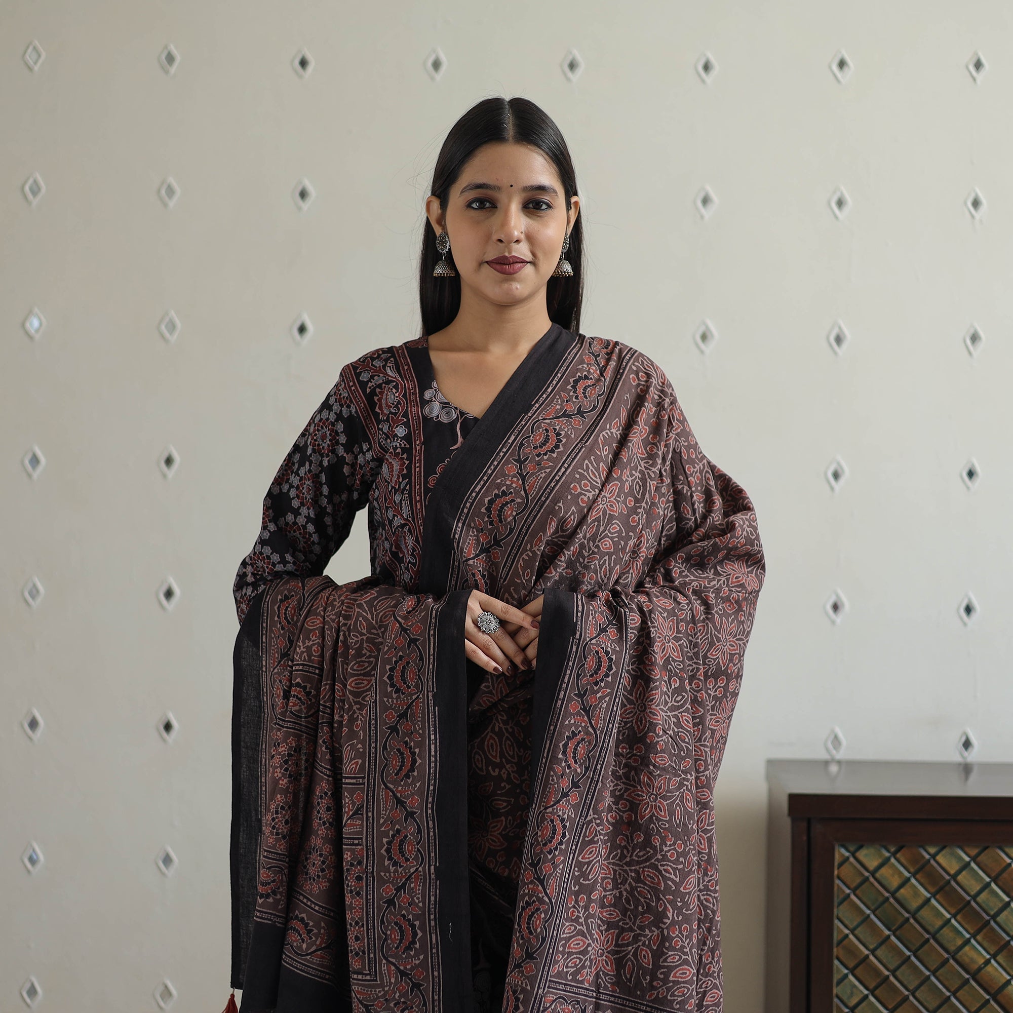 ITOKRI CASUALS Black - Block Printed Cotton Ajrakh Kurta Set 07