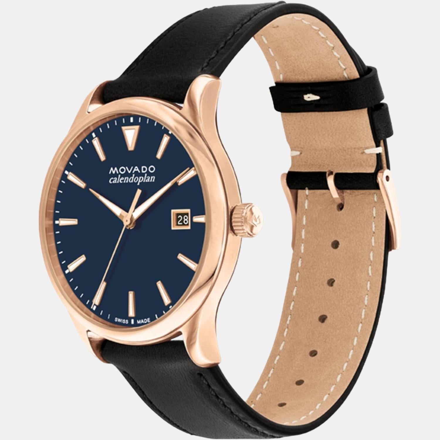 Movado Heritage Men Quartz Blue Dial Analog Leather Watch 3650158 - view 2