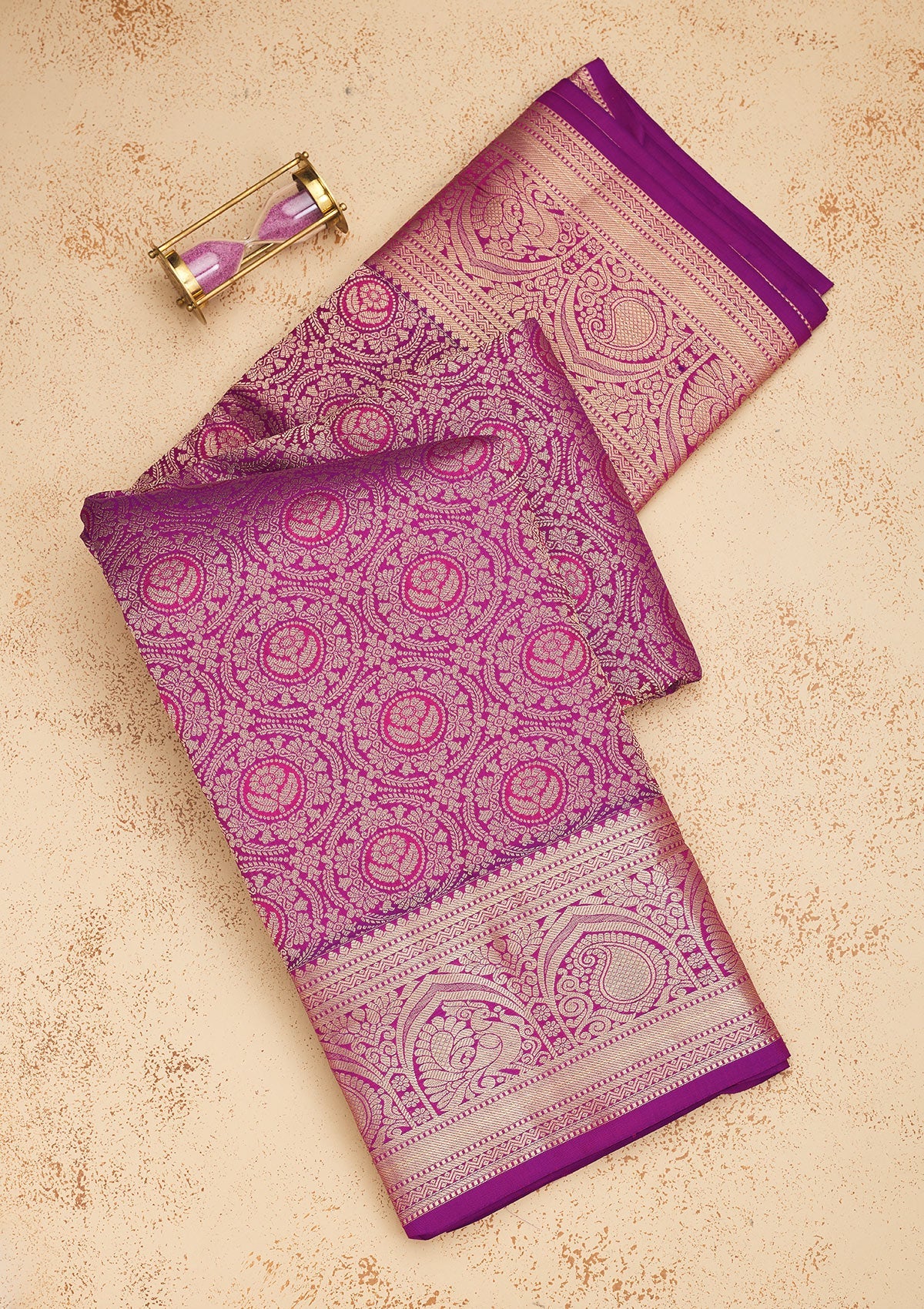 Koskii Purple Zariwork Pure Silk Saree – Women's