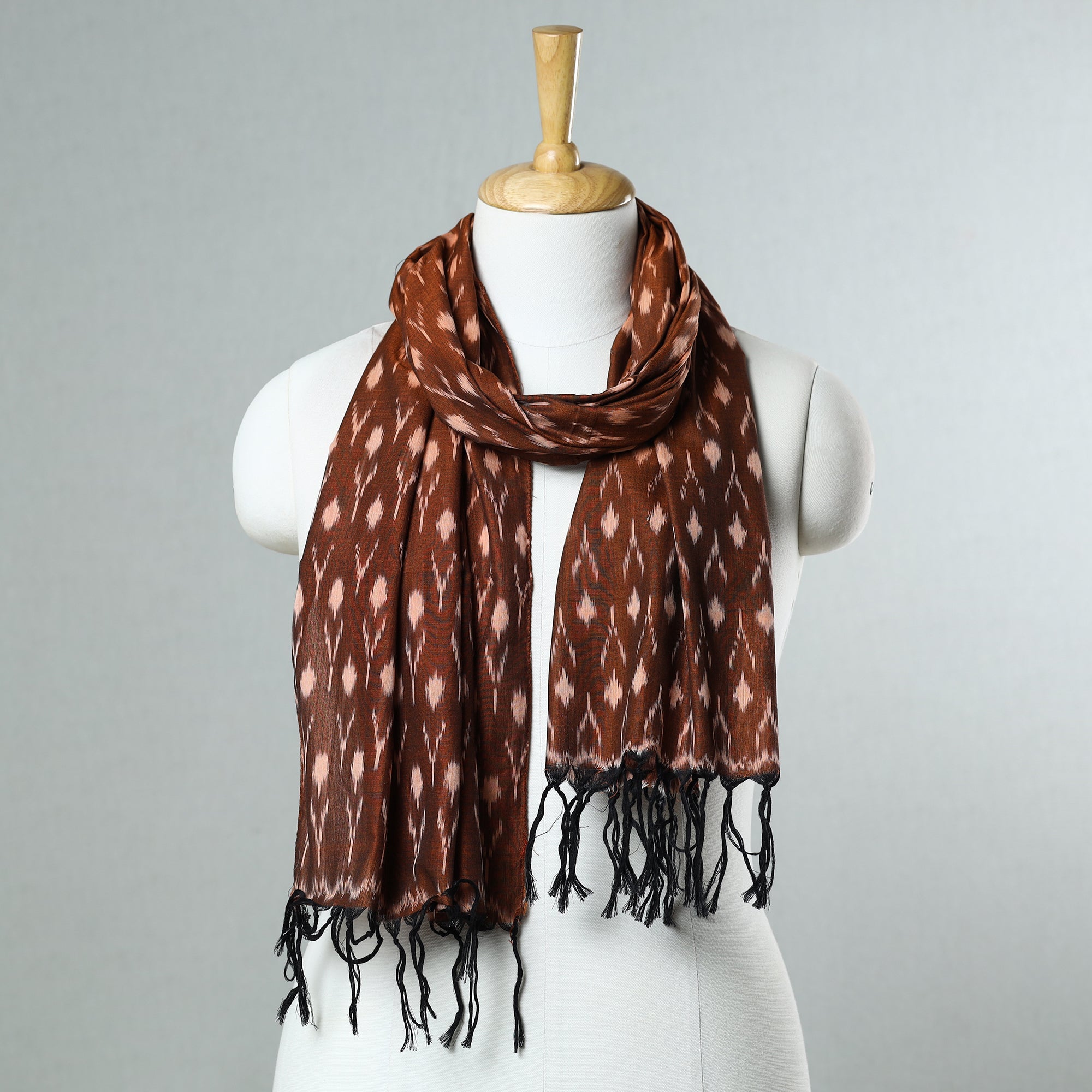 SOUTH KARGHA Brown - Handloom Mercerized Cotton Pochampally Ikat Stole 30