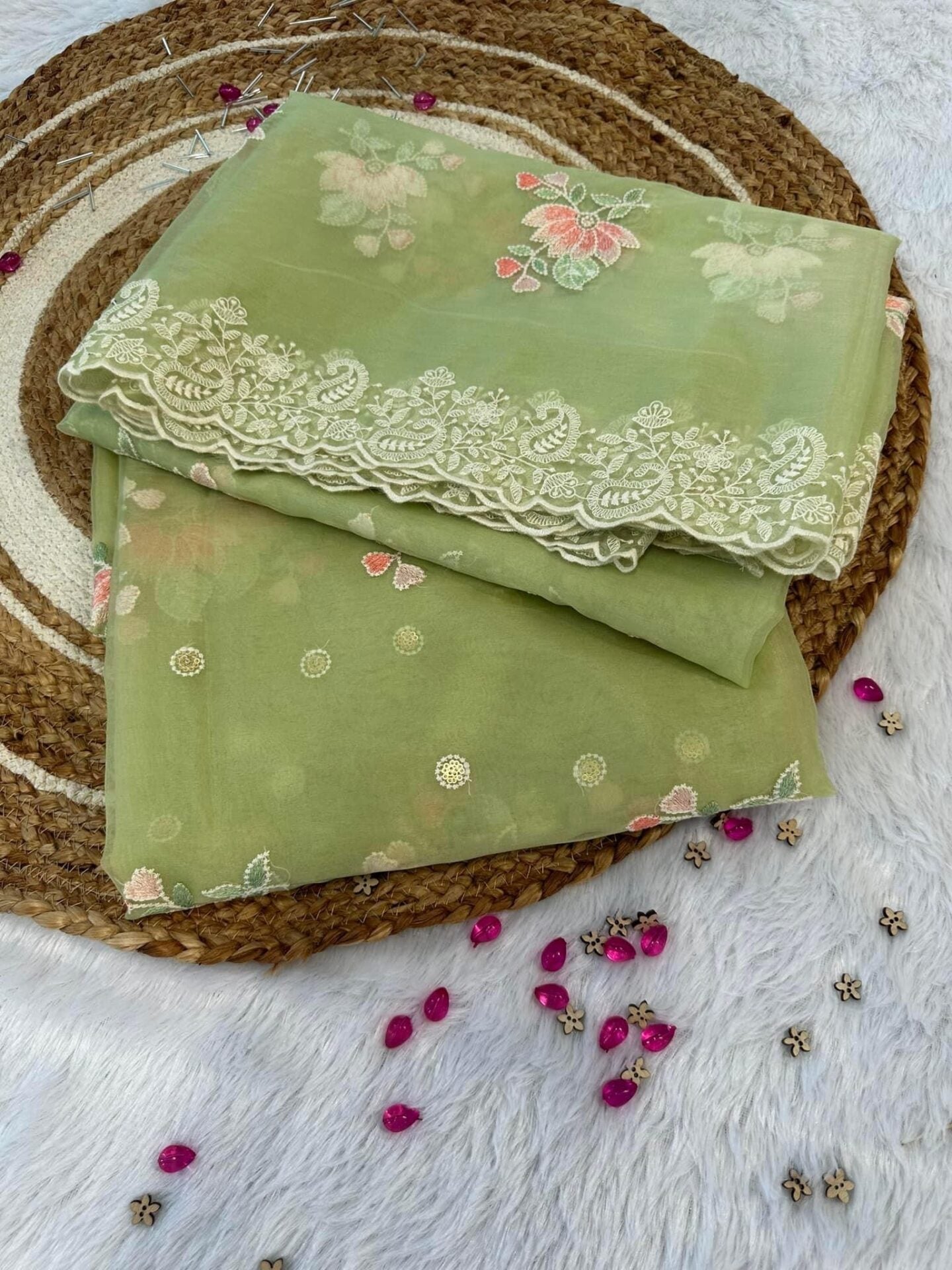Idaho-o Green organza suit set # 0025