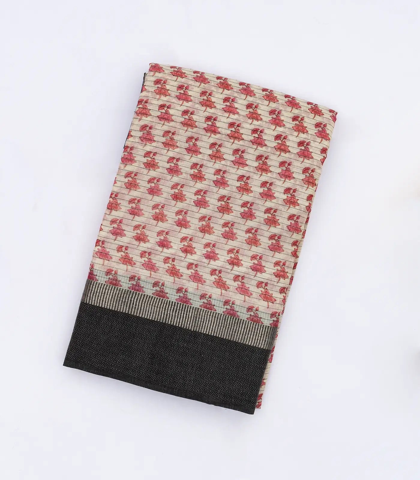 RmKV Off White Handloom Chanderi Cotton Saree With Printed Floral Motifs