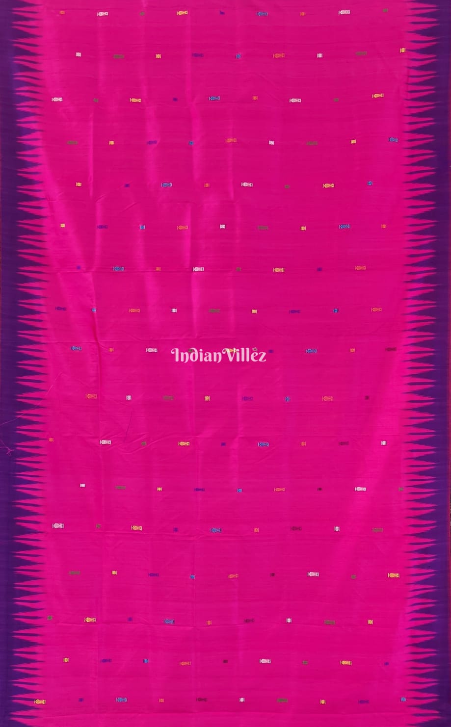 IndianVillèz Pink Purple Fish/Flower Motif Contemporary Silk Saree - view 4