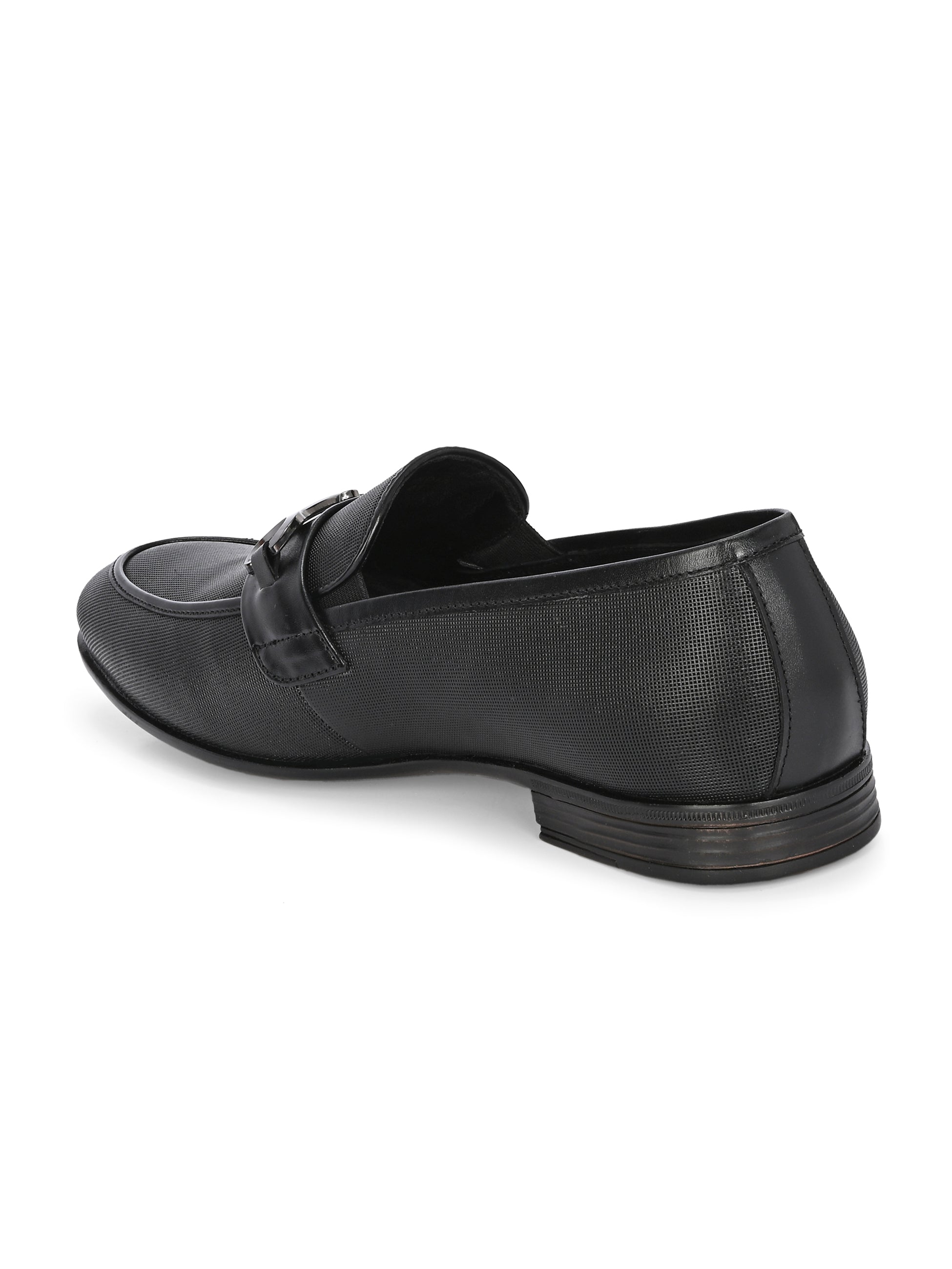 Nova Textured Buckled Loafers by Aspeerio – Black - view 8