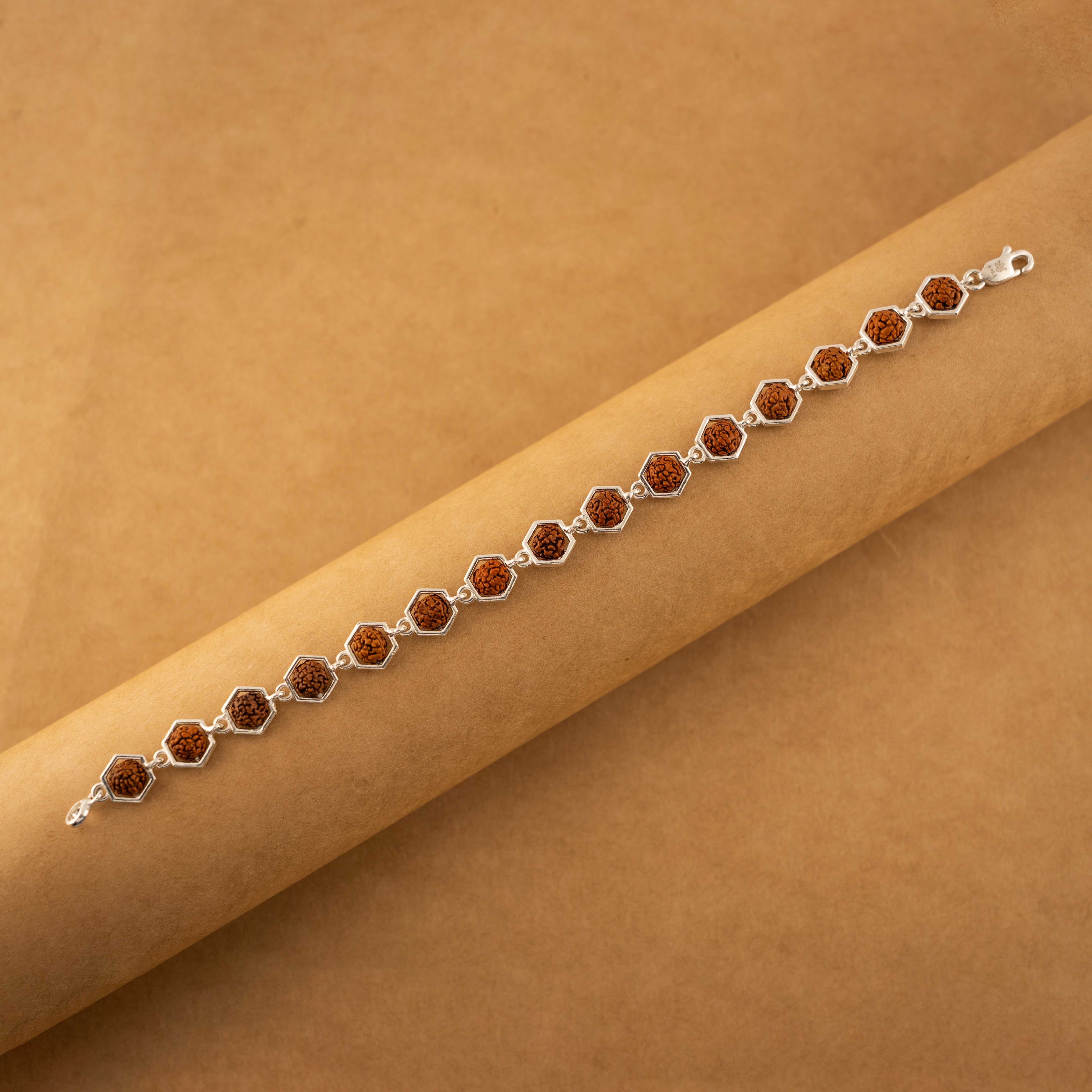 Prinjal Jewellers Rudraksha Silver Bracelet (Hexagon) - view 2