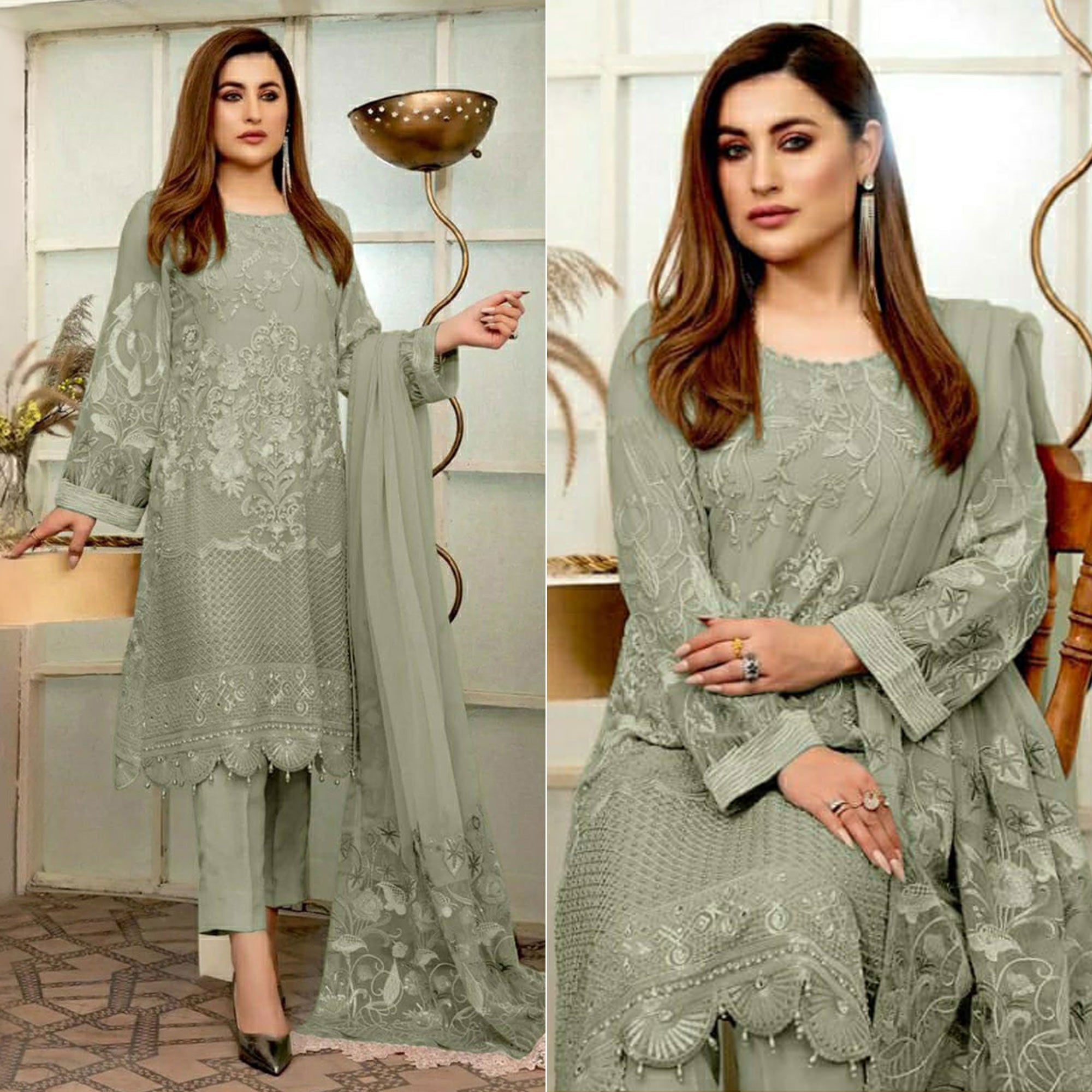Green suits – BlackTree green-embroidered-georgette-pakistani-suit-2