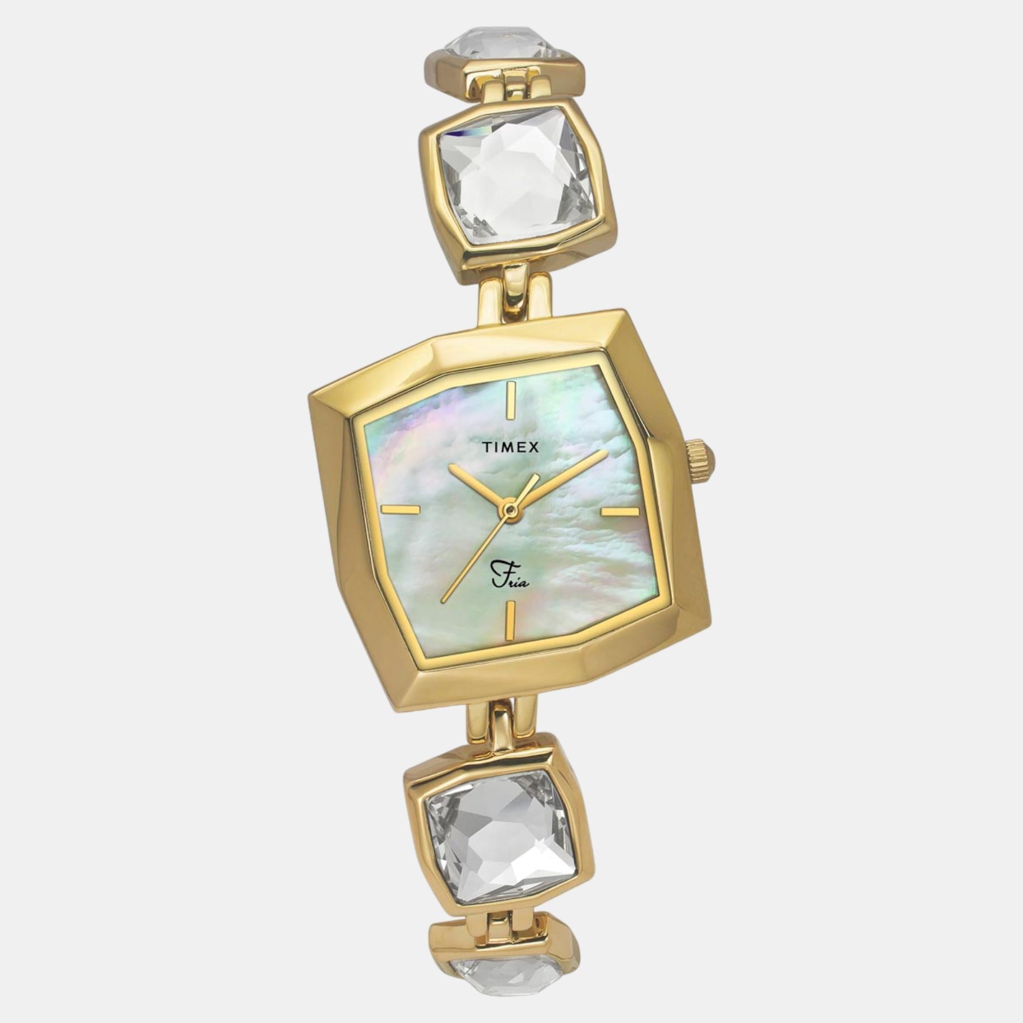 Timex Fria Women Quartz Mother Of Pearl Dial Analog Brass Watch TWEL16104