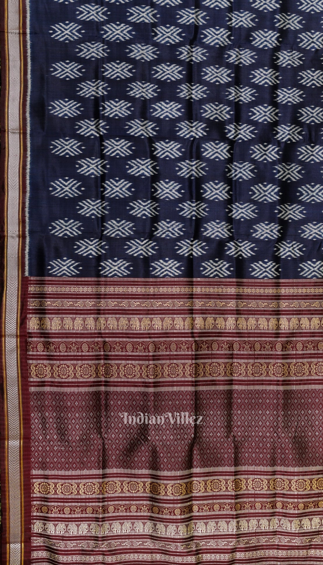 IndianVillèz Berry Blue Dongria Border Contemporary Silk Saree - view 4