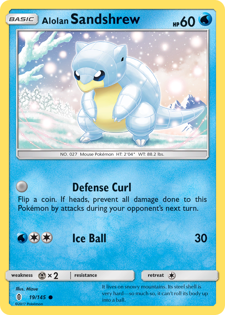 Common sm2-19 non-holo – Pokémon Alolan Sandshrew - 19/145 - Common [sm2-19] [Non-Holo] - Alolan Sandshrew - 19/145 - Common