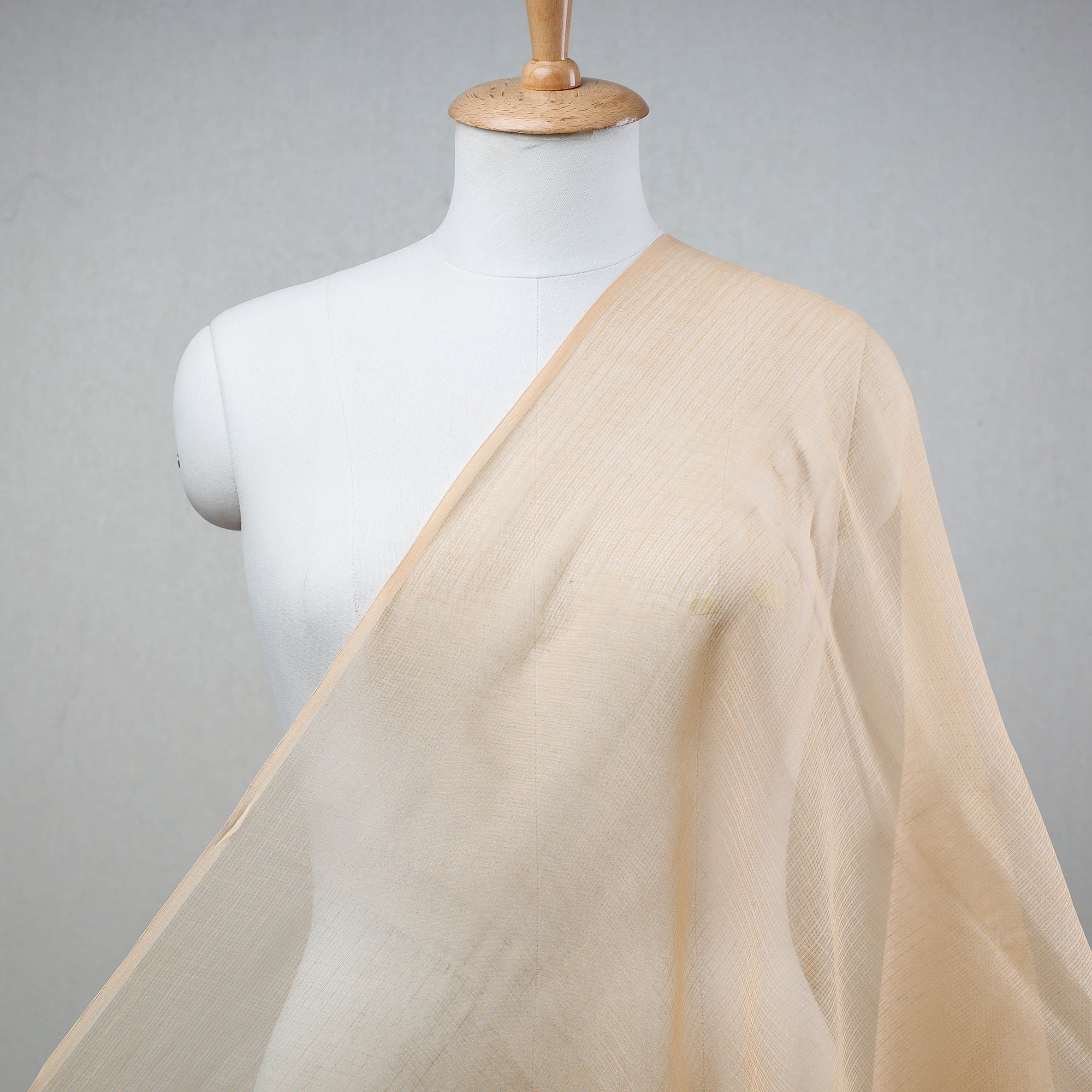 ITOKRI CRAFTS INITIATIVE Beige - Plain Weaving Kota Doria Cotton Fabric 01