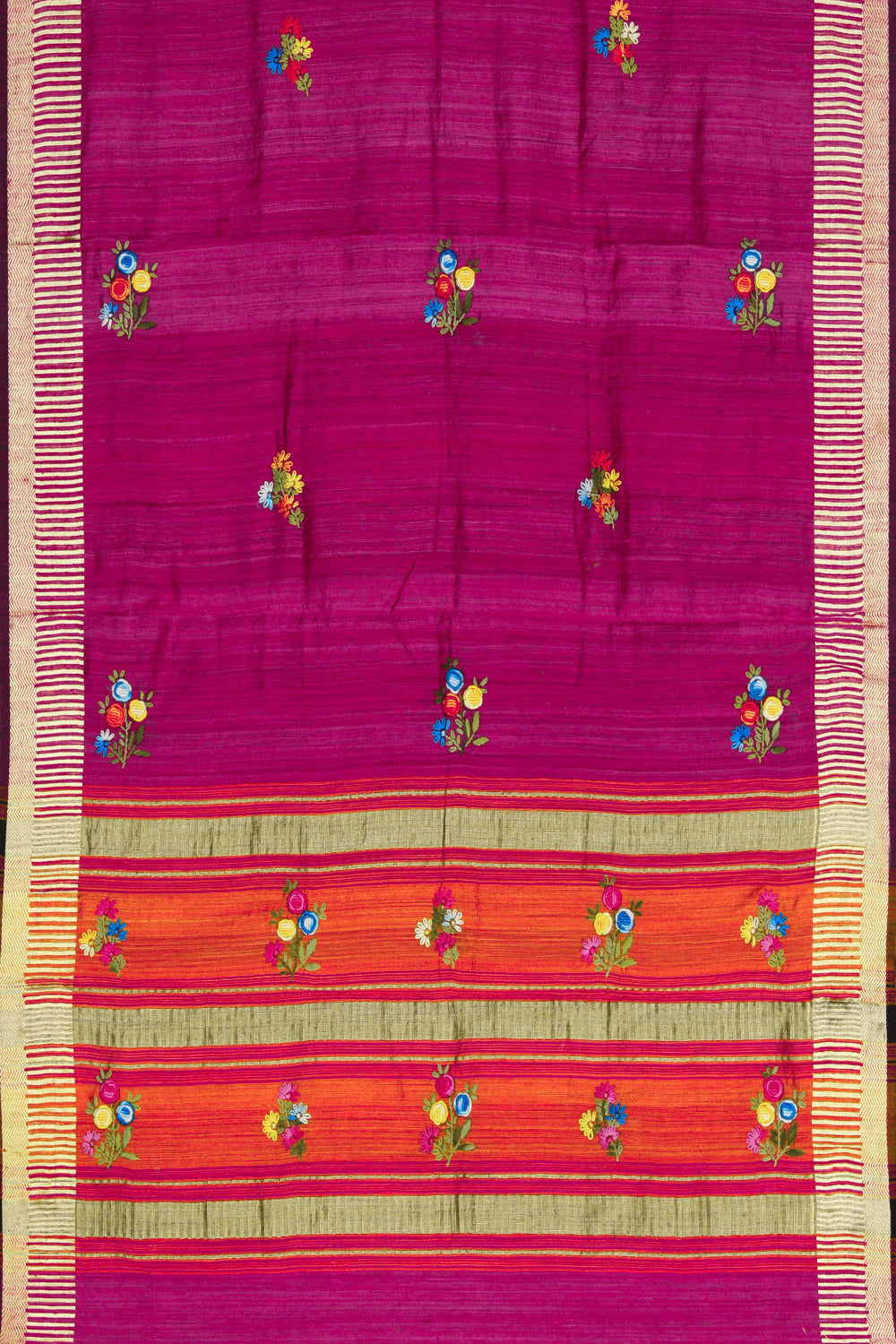 Kalanjali Dupion Silk Magenta Pink Dupatta - view 3