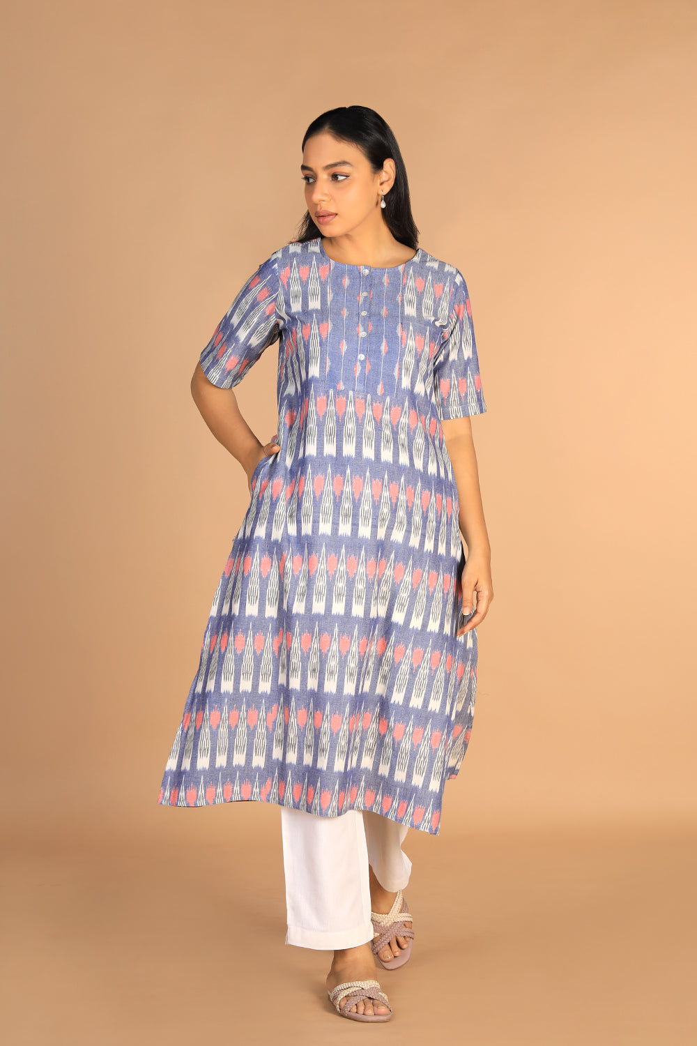 Kalanjali Ethnics Handwoven cotton pochampally Ikat kurti