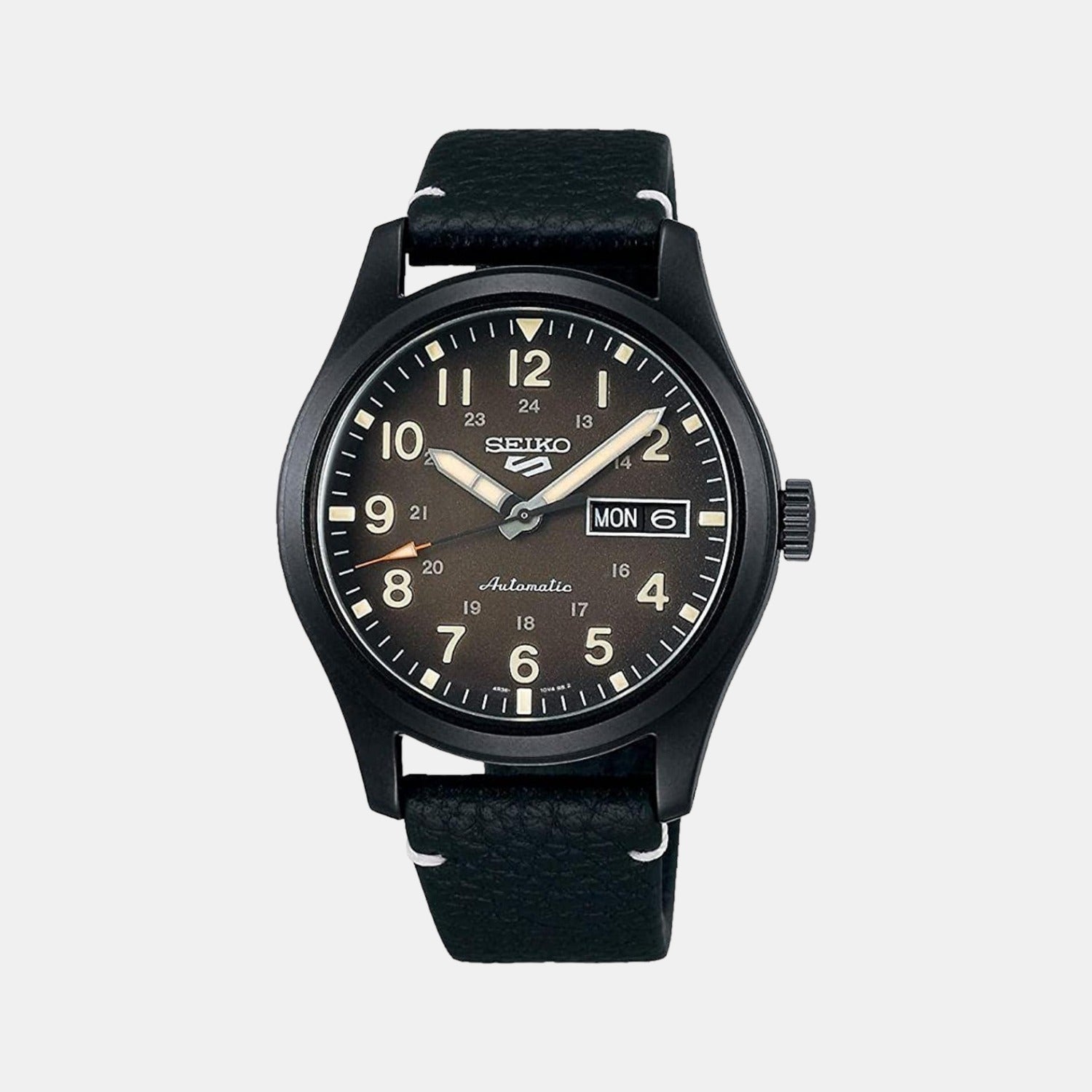 Seiko 5 Sports Men Automatic Black Dial Analog Leather Watch SRPG41K1