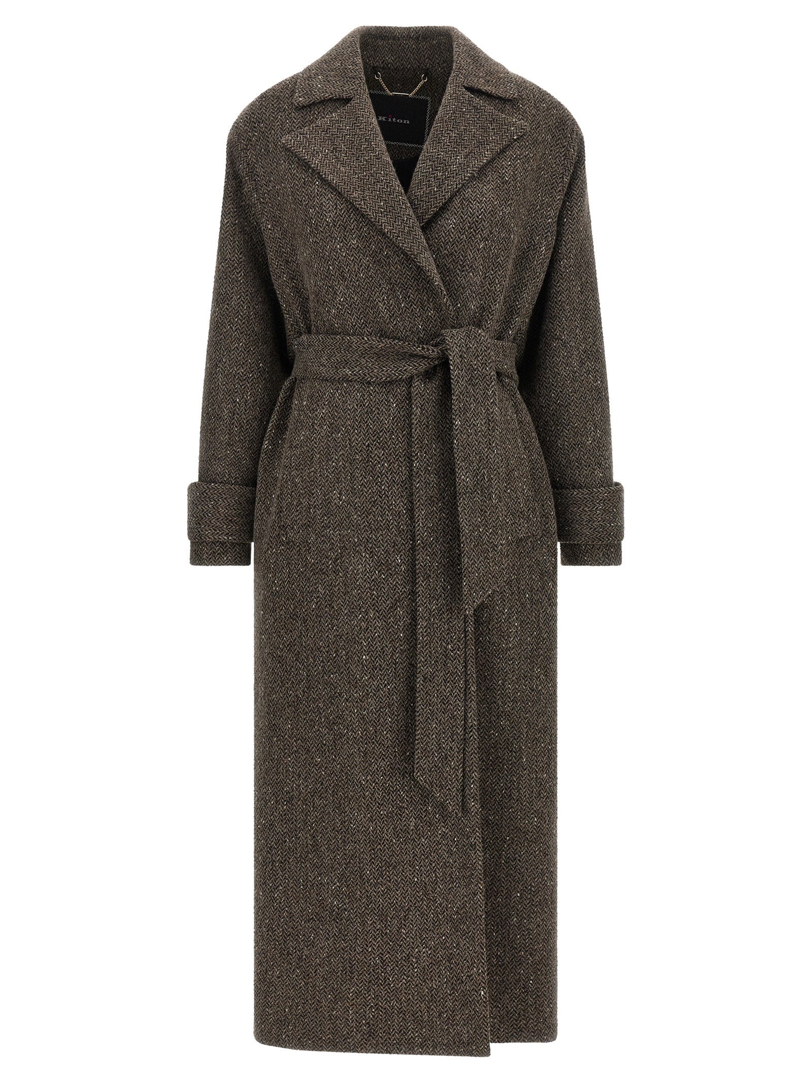 Kiton Chevron Wool Coat – 71% wv, 13% vi, 7% pa