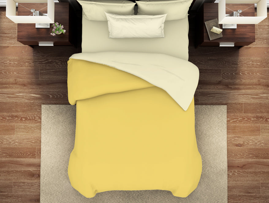 Spaces India Solid Yellow/Ivory 100% Cotton Shell Single Quilt / AC Comforter - Essentials Solid By Spaces - view 3