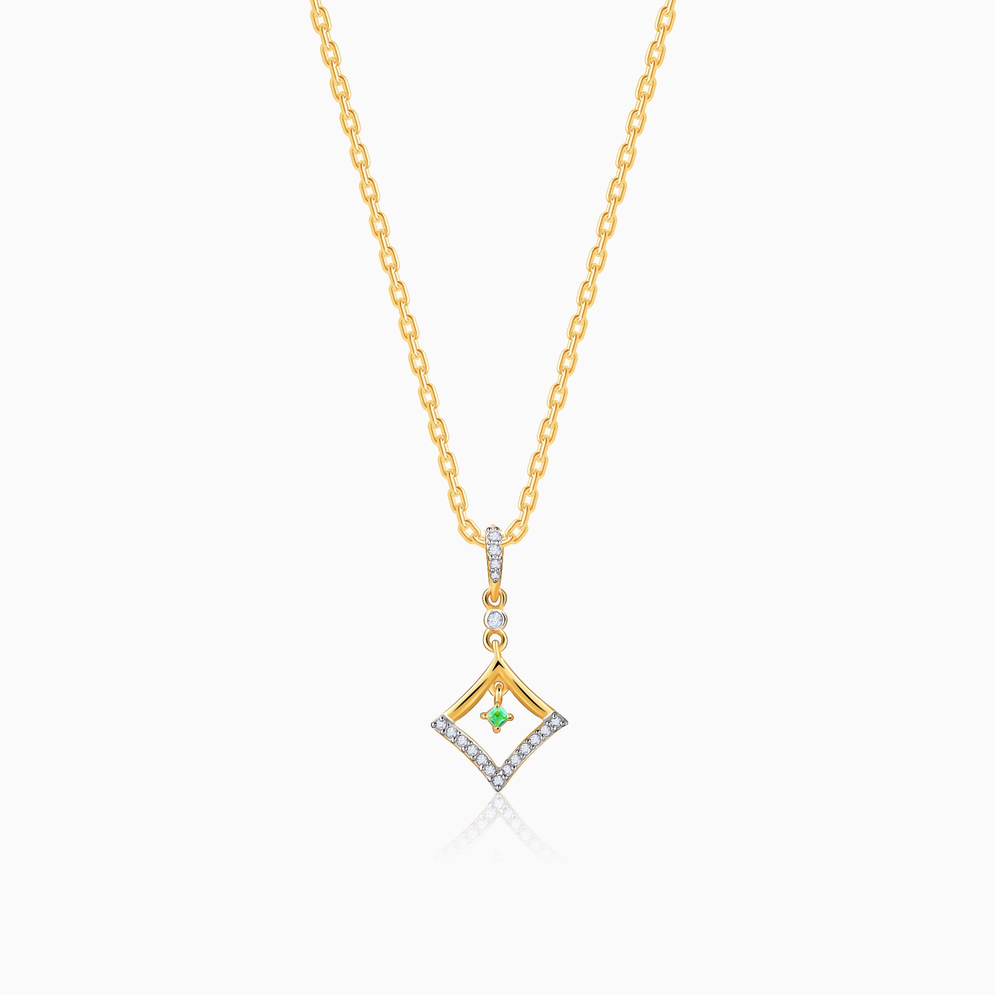 GIVA Jewellery Gold Quadrilateral Shine Diamond Pendant