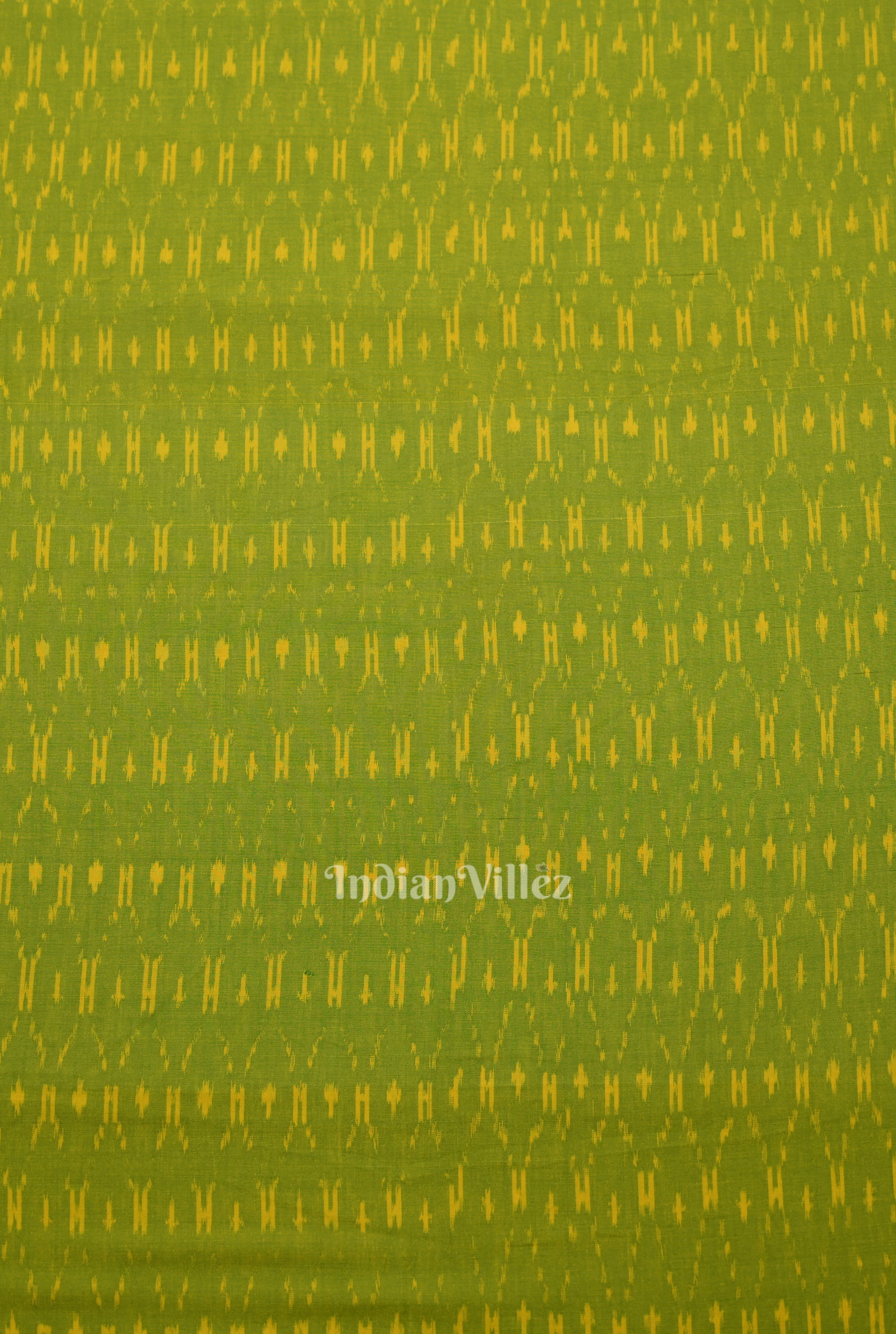 IndianVillèz Green Handwoven Pochampally Ikat Cotton Fabric - view 3