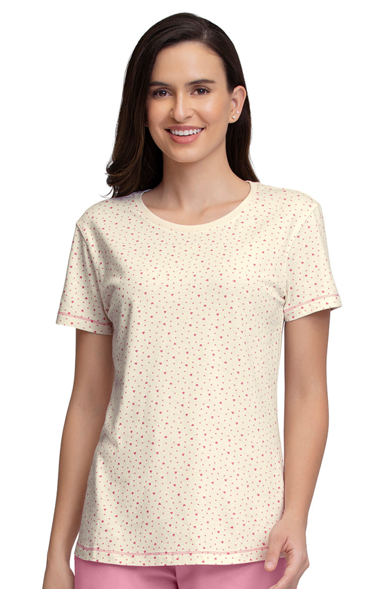 Amante Scoop Neck Sleep Tee - Ditsy Heart Pr