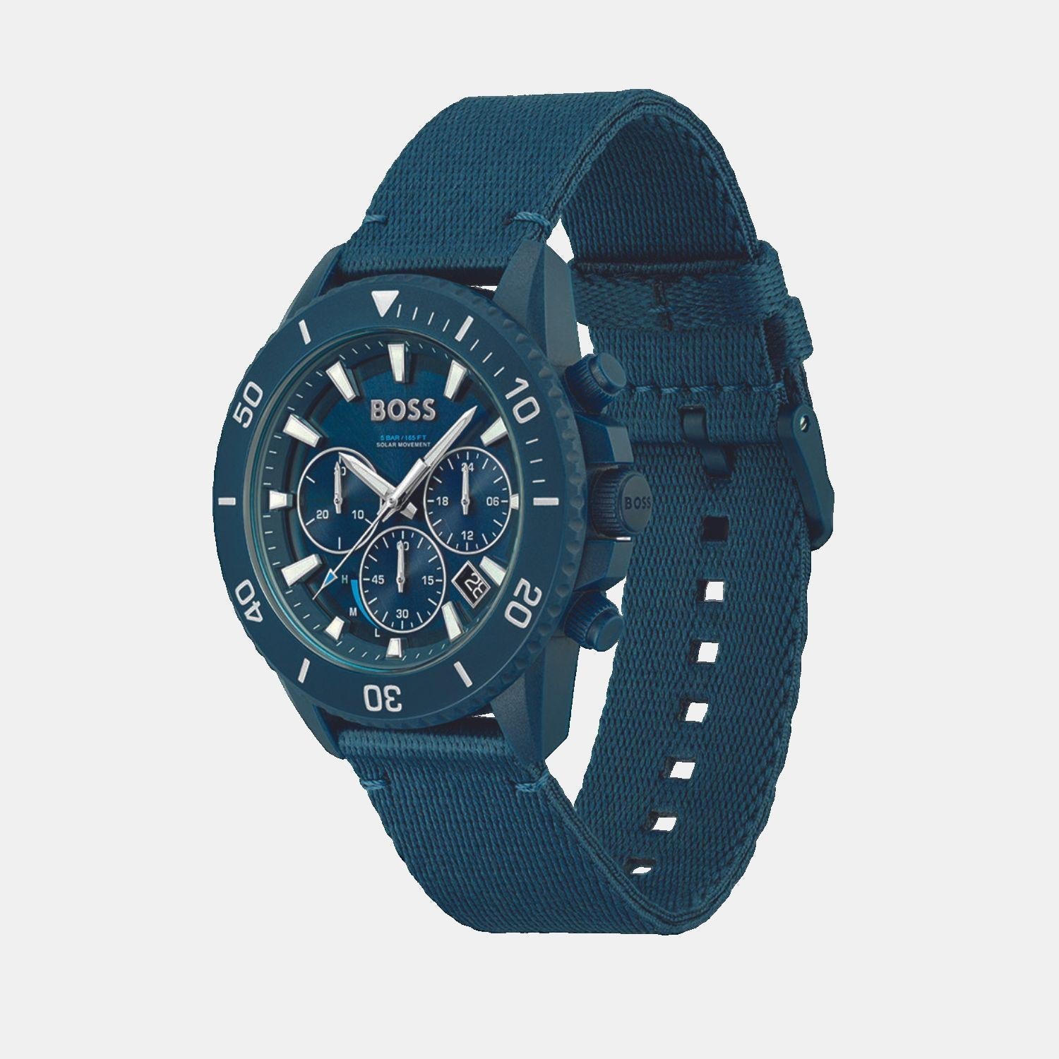 Boss Admiral Men Solar Blue Dial Chronograph Nylon Watch 1513919 - view 2
