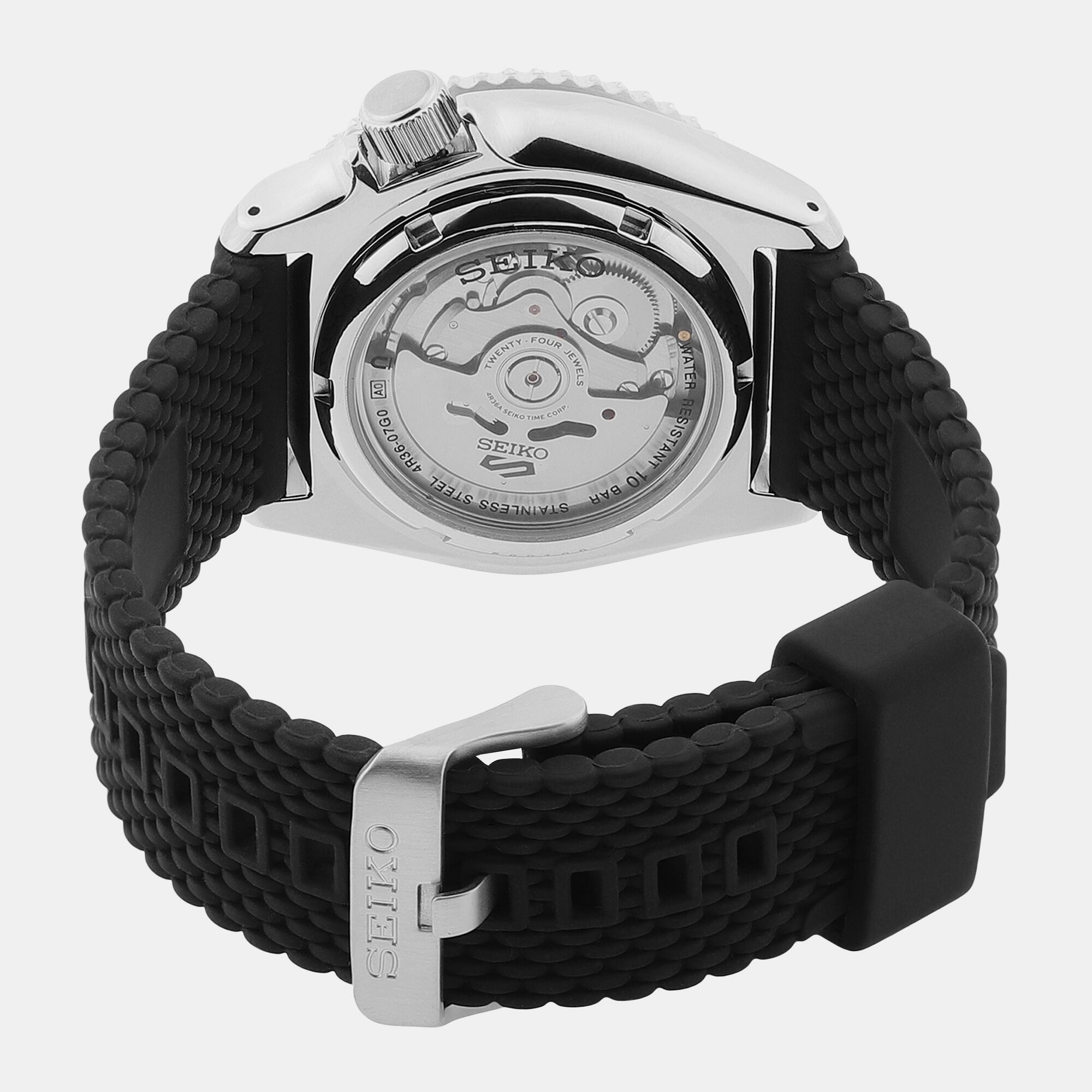 Seiko 5 Sports Men Automatic Black Dial Analog Silicone Watch SRPD73K2 - view 4