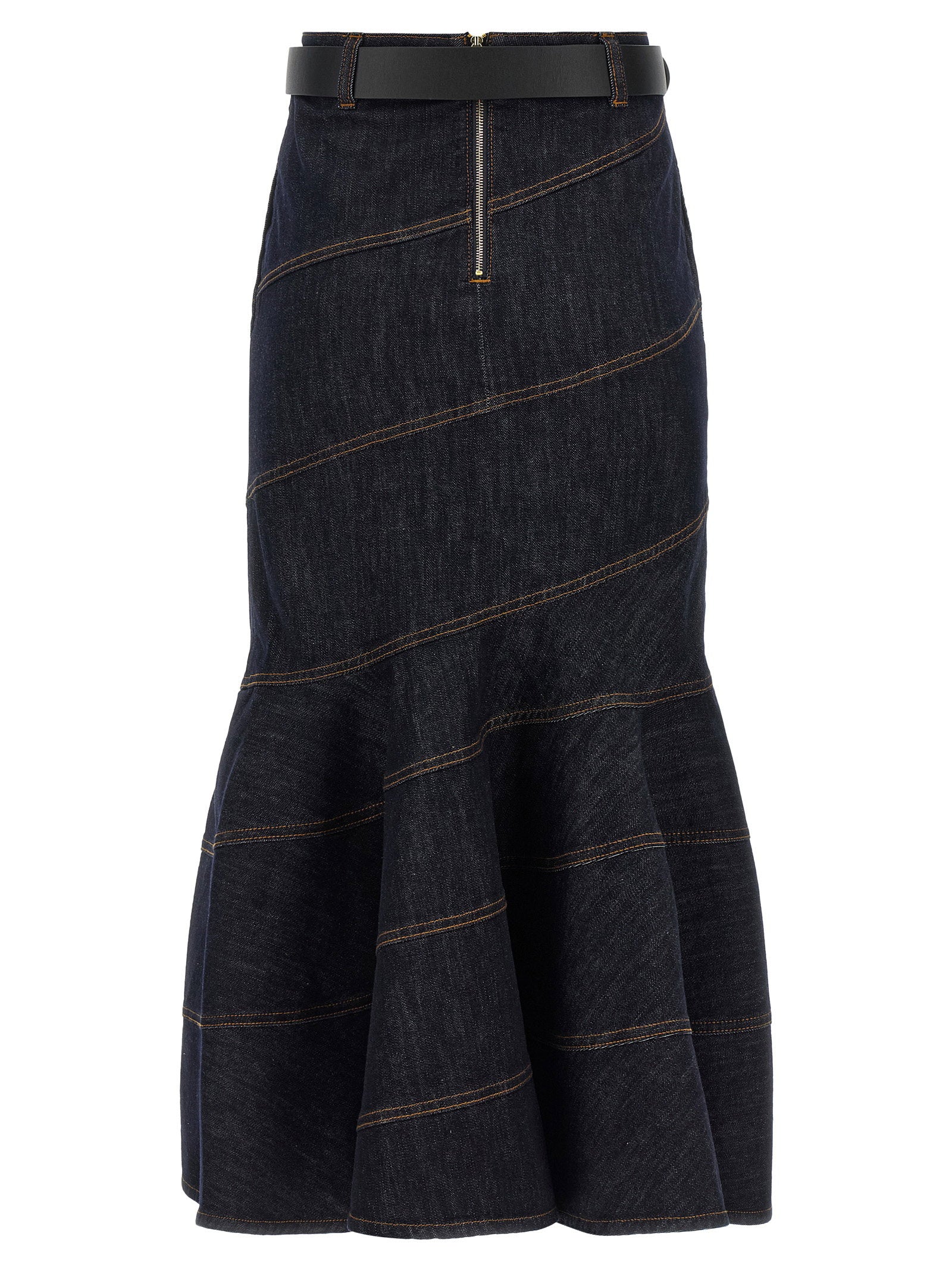 Self-Portrait Indigo Denim Belted Midi Skirt - view 2