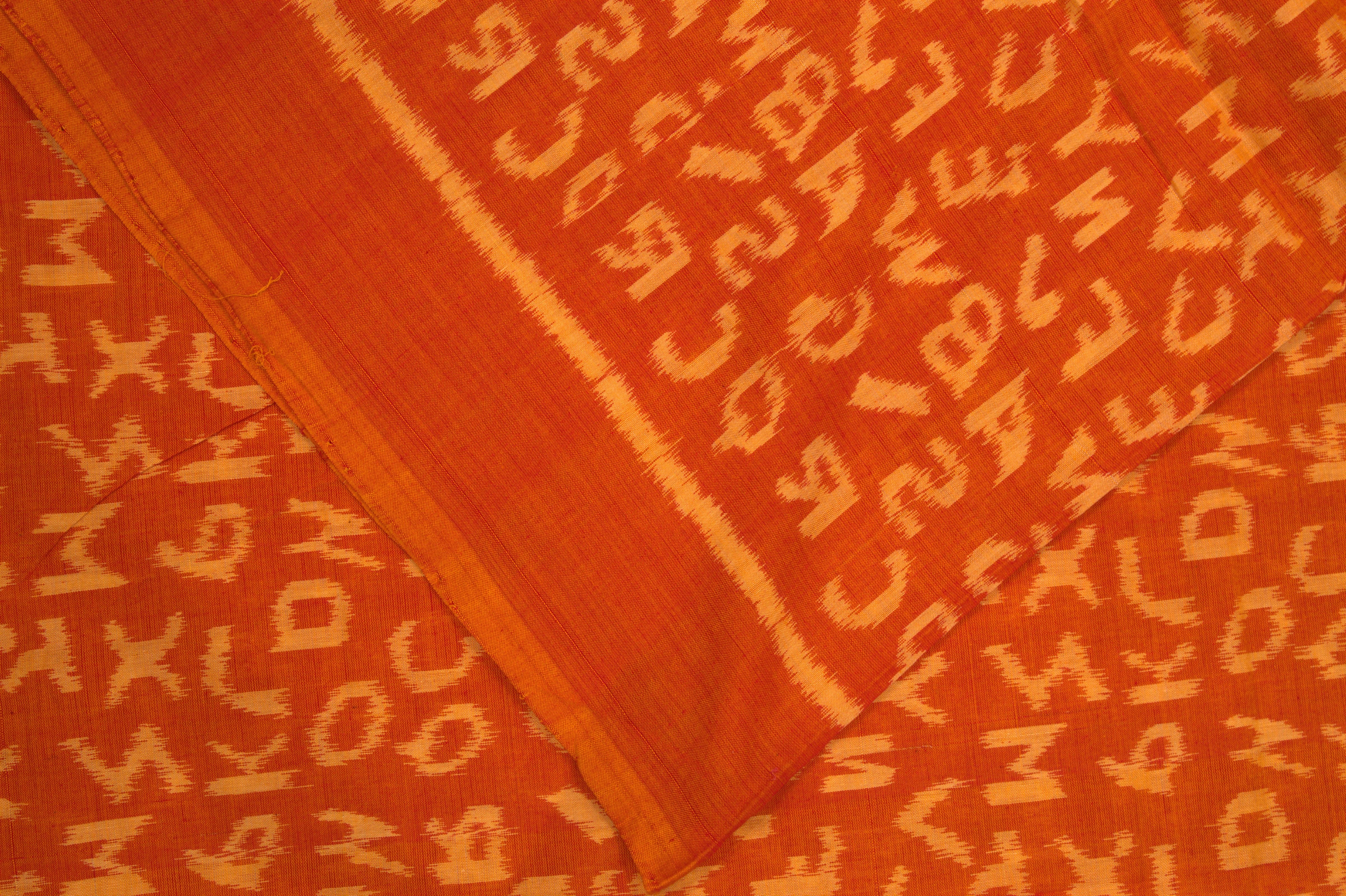 IndianVillèz Golden Orange English Alphabet Sambalpuri Cotton Fabric - view 2